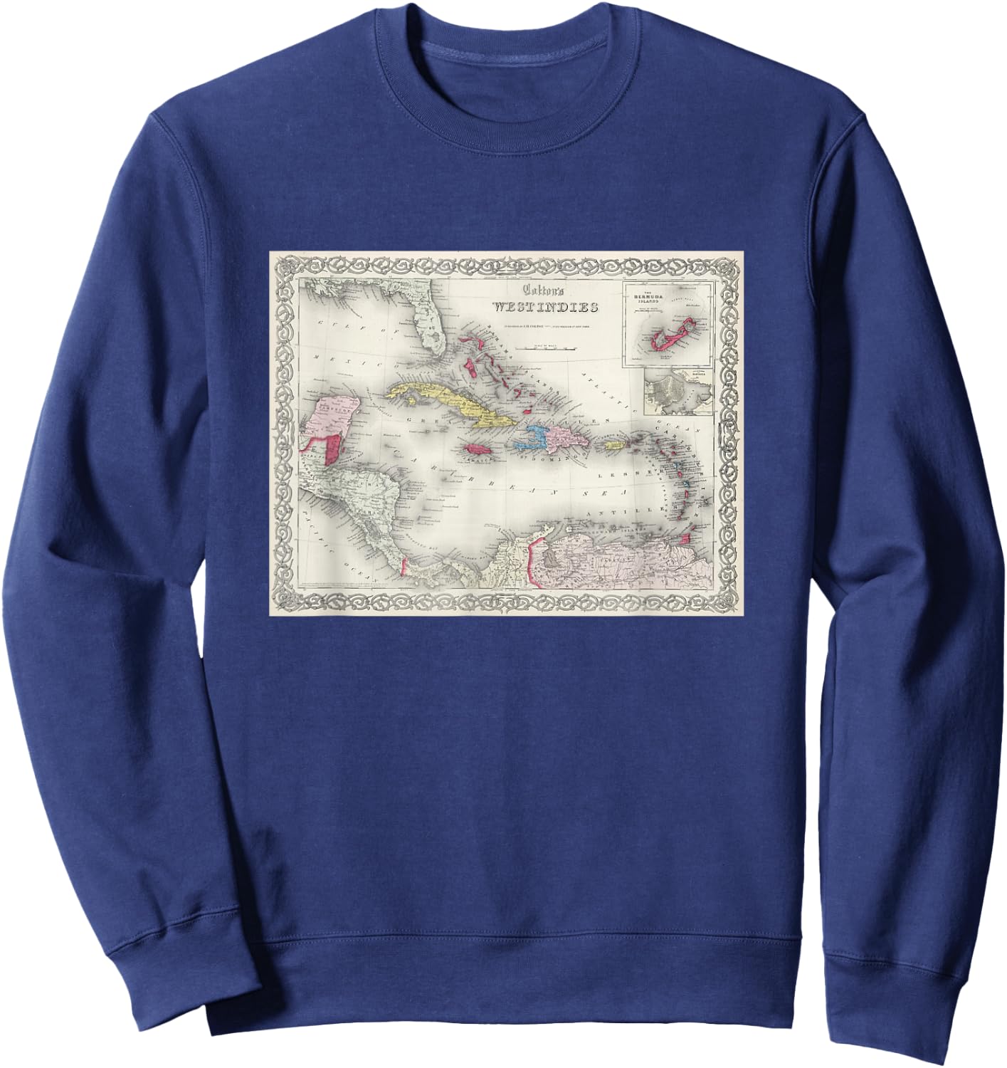 Caribbean Islands Map T Shirt Sweatshirt - Sweatshirt | Navy