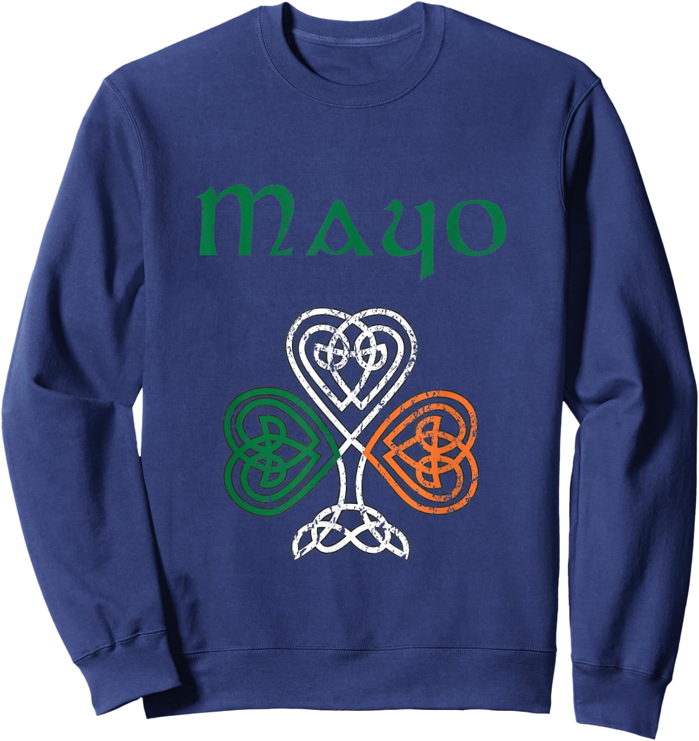 County Mayo Shamrock Ireland Flag, craic and ceol Sweatshirt - Sweatshirt | Navy