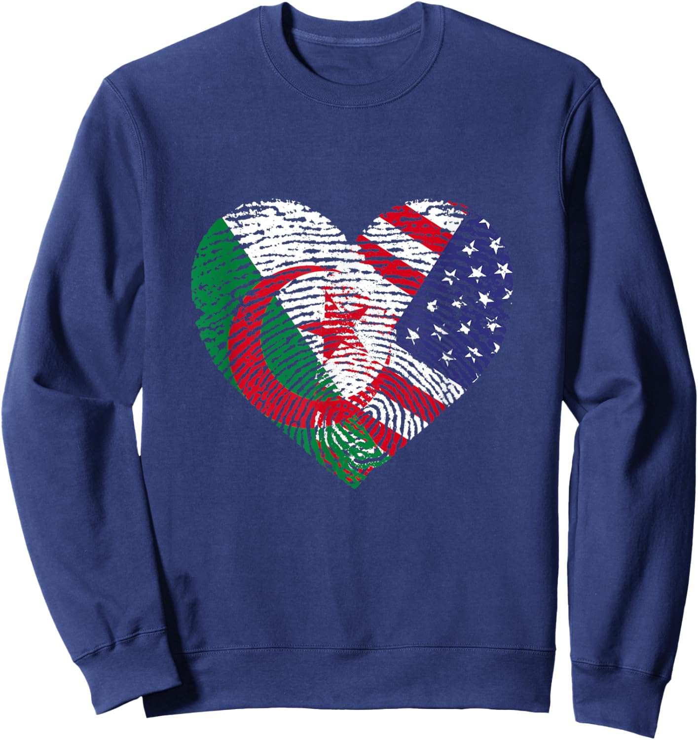 Algerian American Fingerprint Flags Sweatshirt - Sweatshirt | Navy
