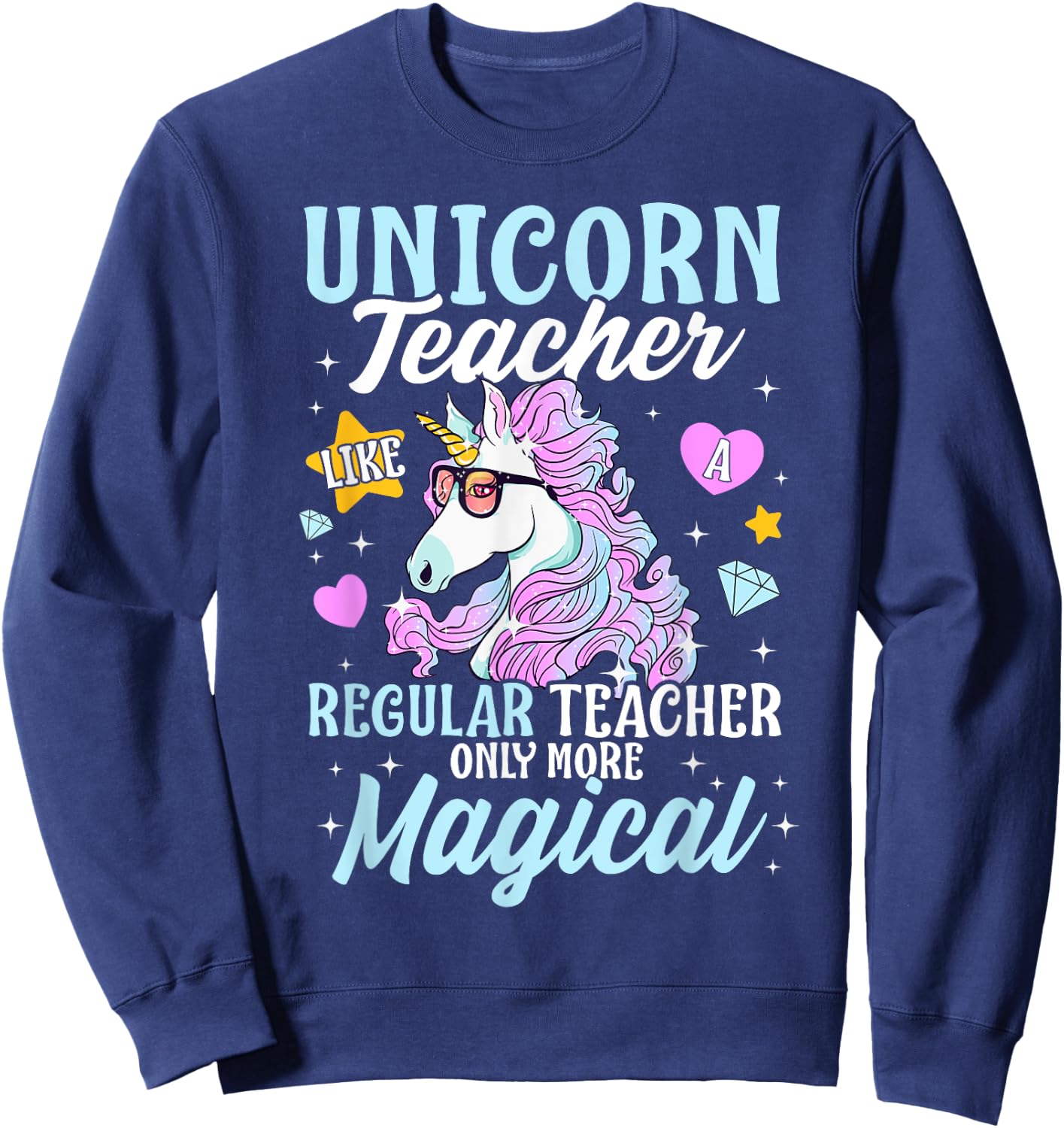 Unicorn Teacher Back To School Cute Magic Teacher Men Women Kids Sweatshirt - Sweatshirt | Navy