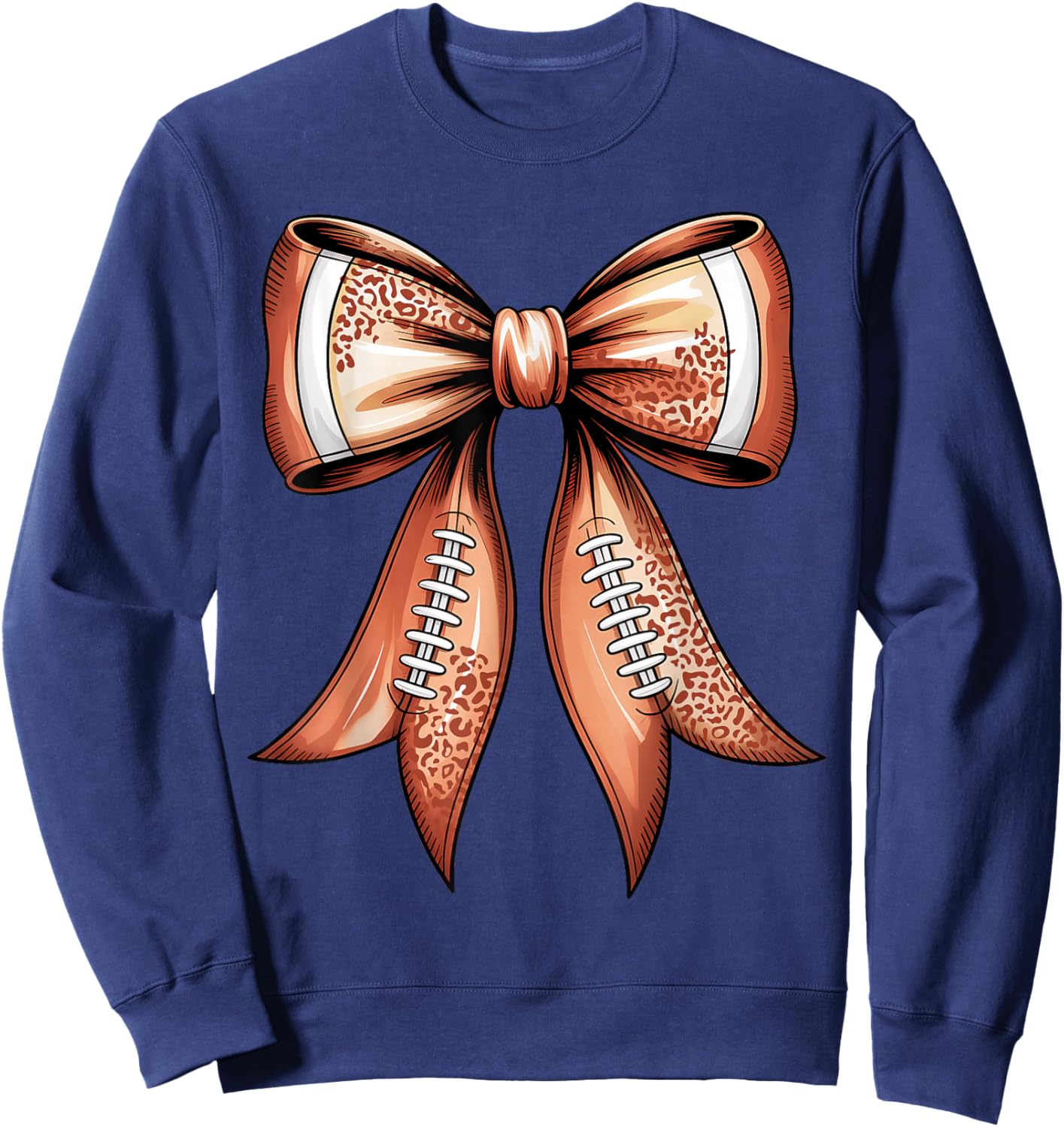 Groovy Cute Coquette Bow Game Day Football for Mom Girls Sweatshirt - Sweatshirt | Navy