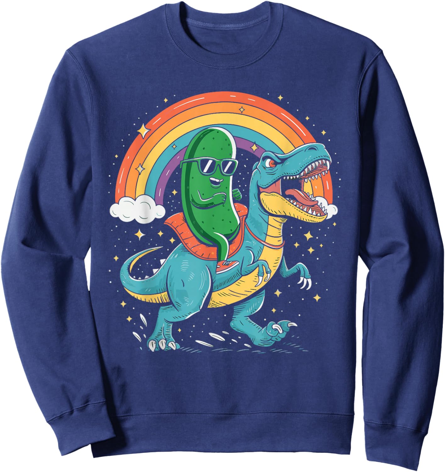 Pickle Riding Dinosaur Sweatshirt - Sweatshirt | Navy