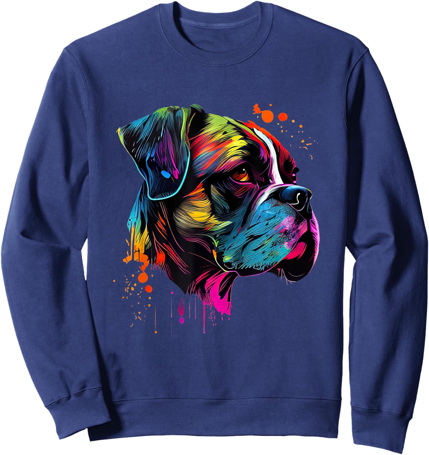Boxer Dog Lovers Pop Art Design Cute Boxer Dog Sweatshirt - Sweatshirt | Navy