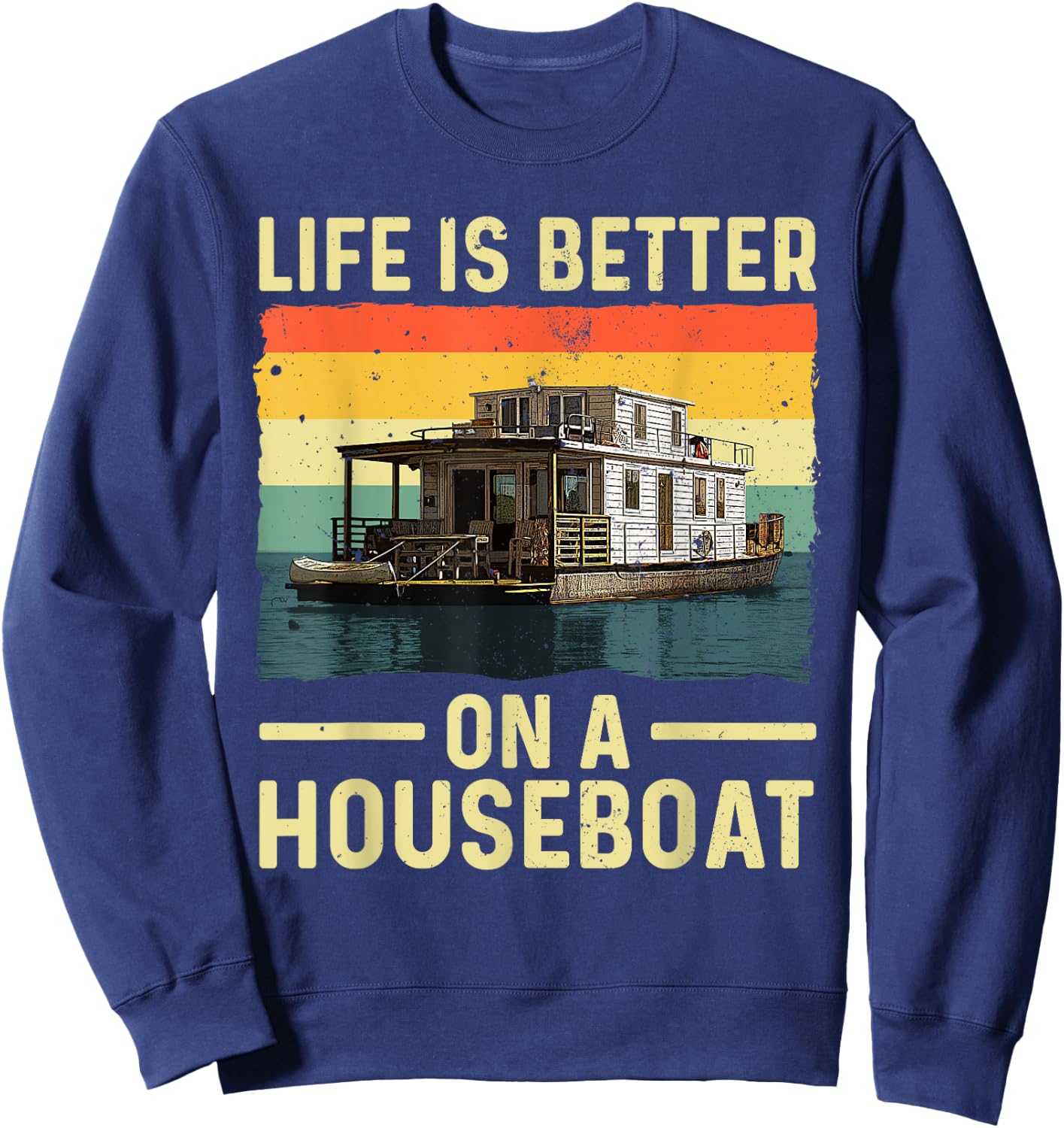 Cool Houseboat Design Women Boat Houseboat Captain Sweatshirt - Sweatshirt | Navy