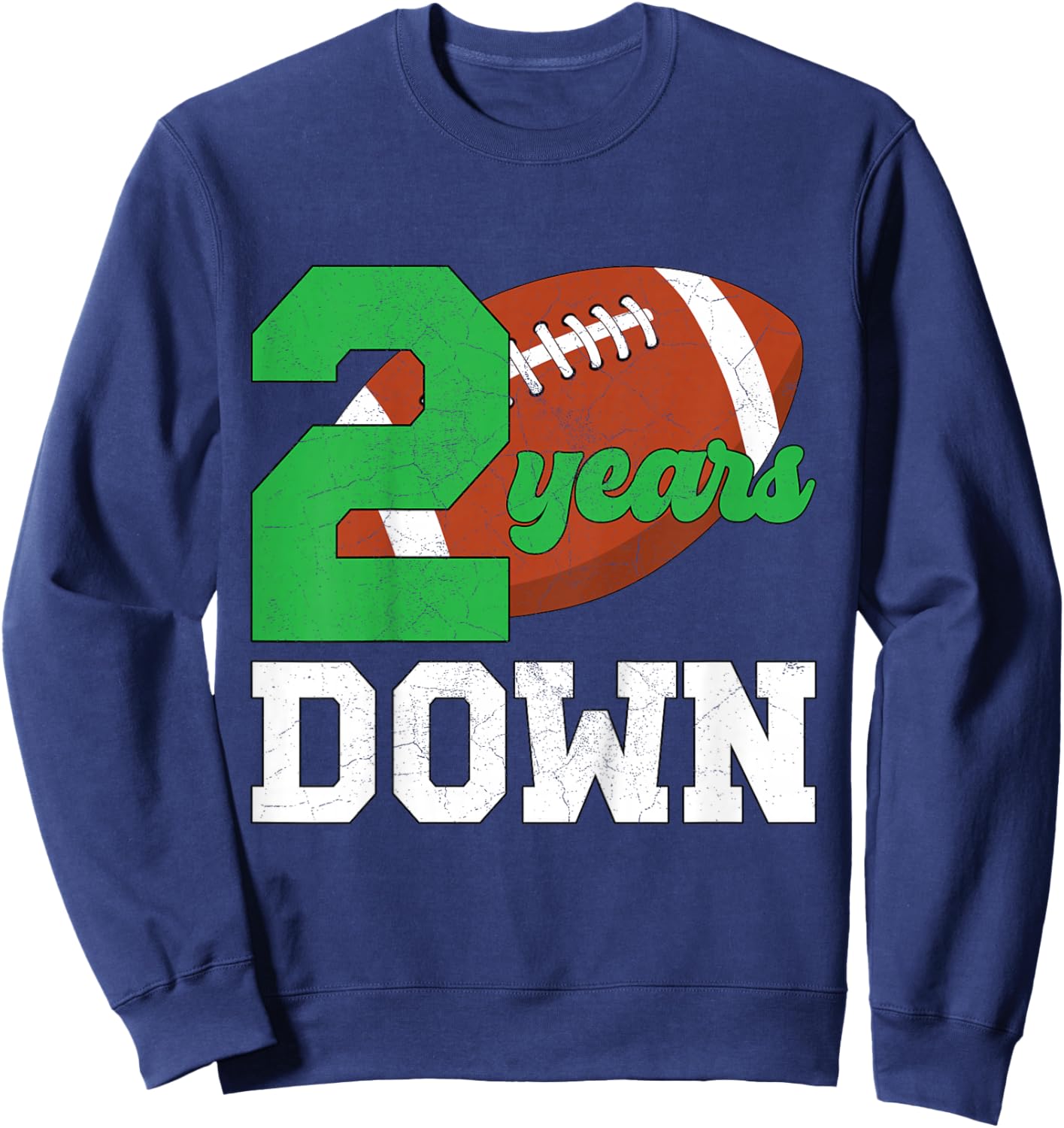 Kids 2nd Birthday Party Football Boy Two Year Old Football Player Sweatshirt - Sweatshirt | Navy