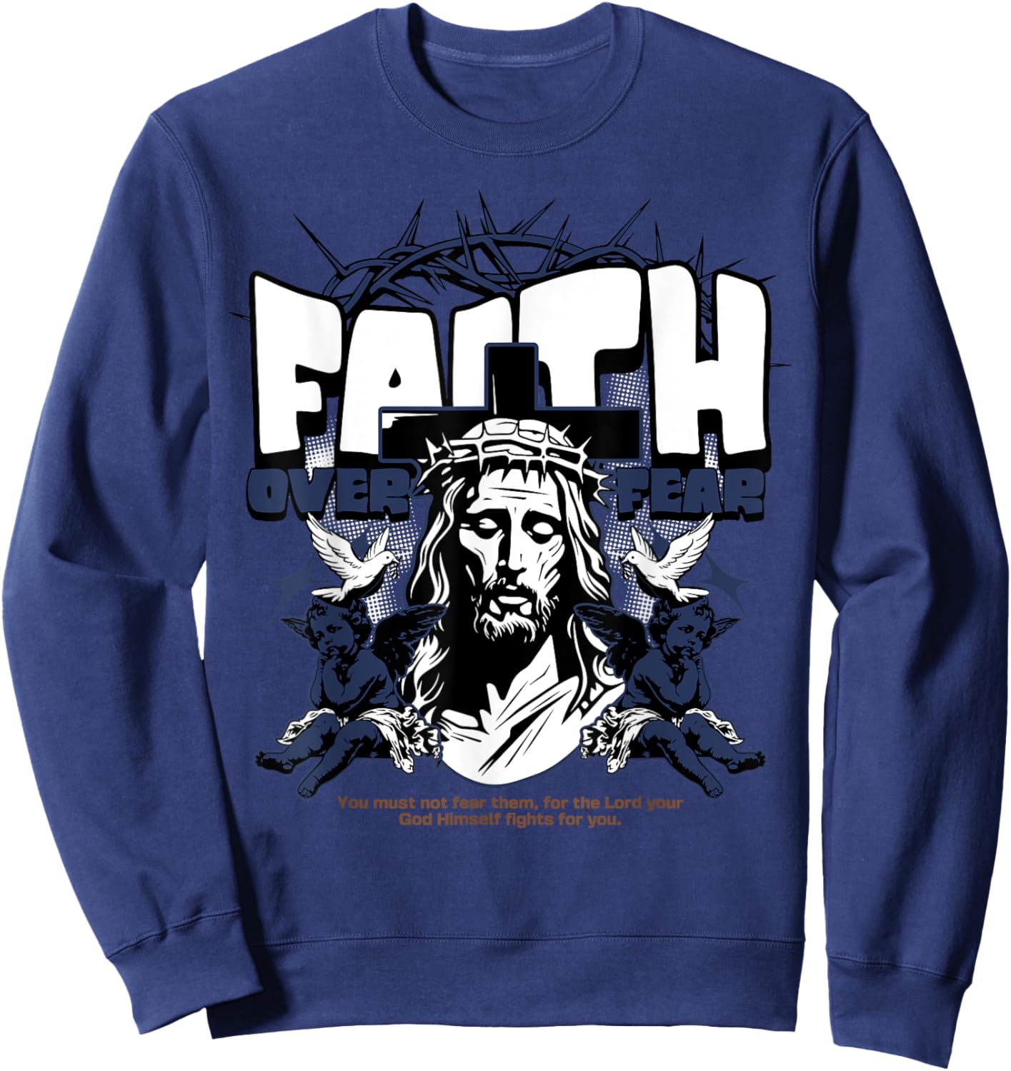 Faith Over Fear Midnight Navy 13s Matching Women Sweatshirt - Sweatshirt | Navy