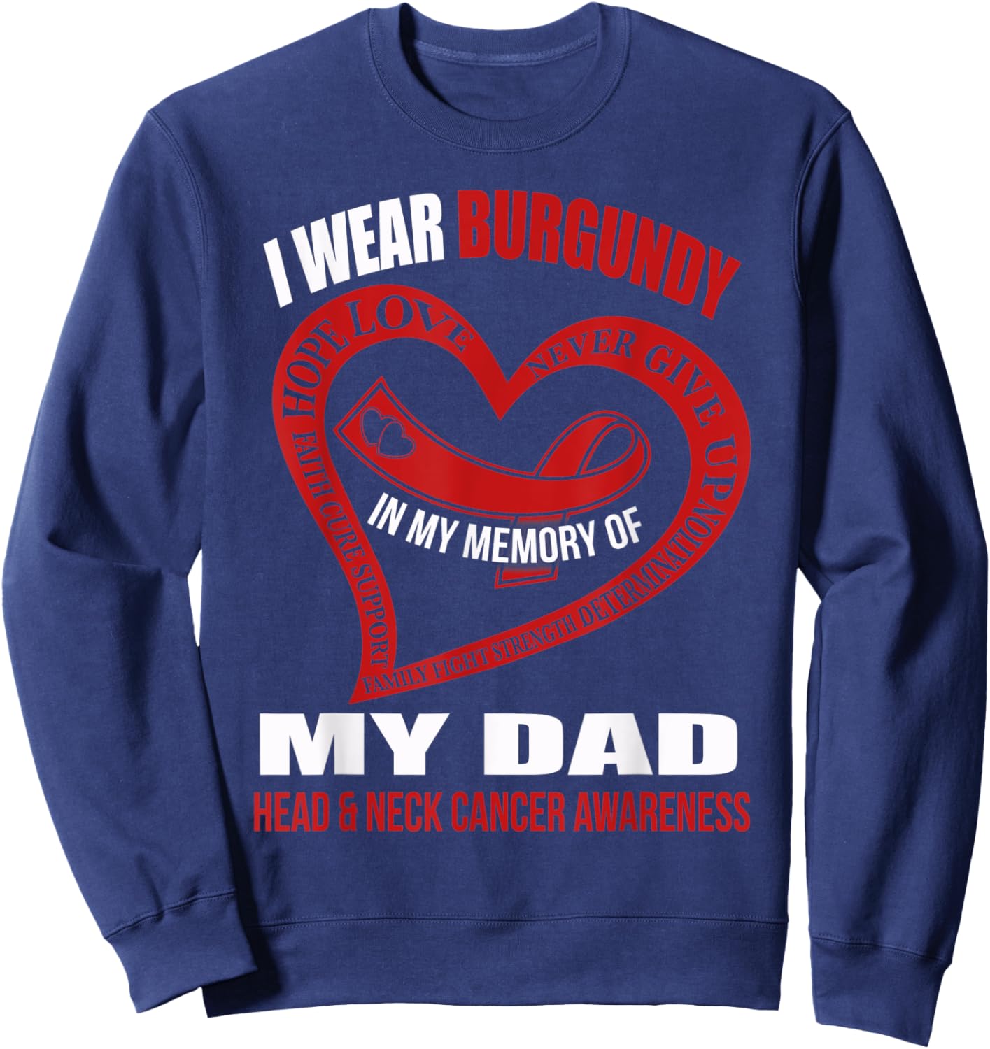 In my memory of my dad HEAD & NECK CANCER AWARENESS Sweatshirt - Sweatshirt | Navy