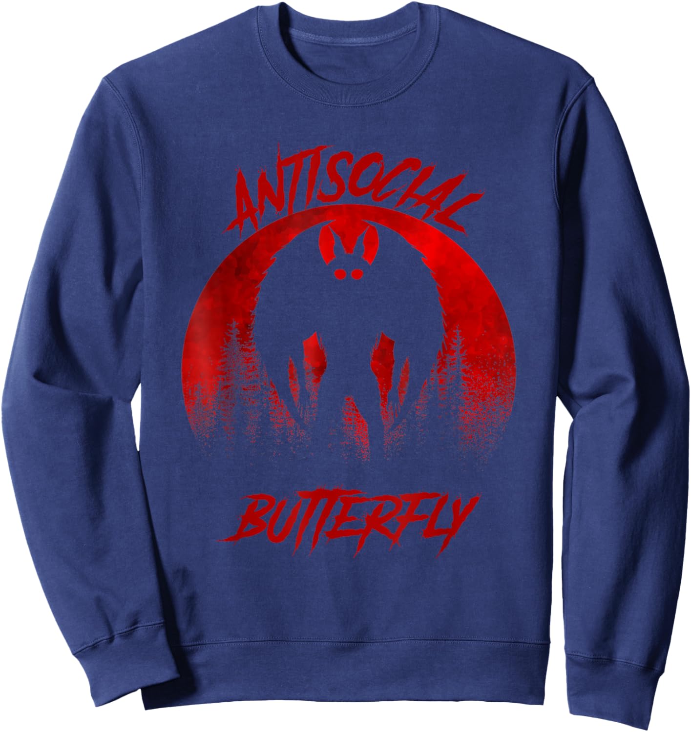 Mothman Tarot Card Antisocial Butterfly Cryptozoologist Sweatshirt - Sweatshirt | Navy