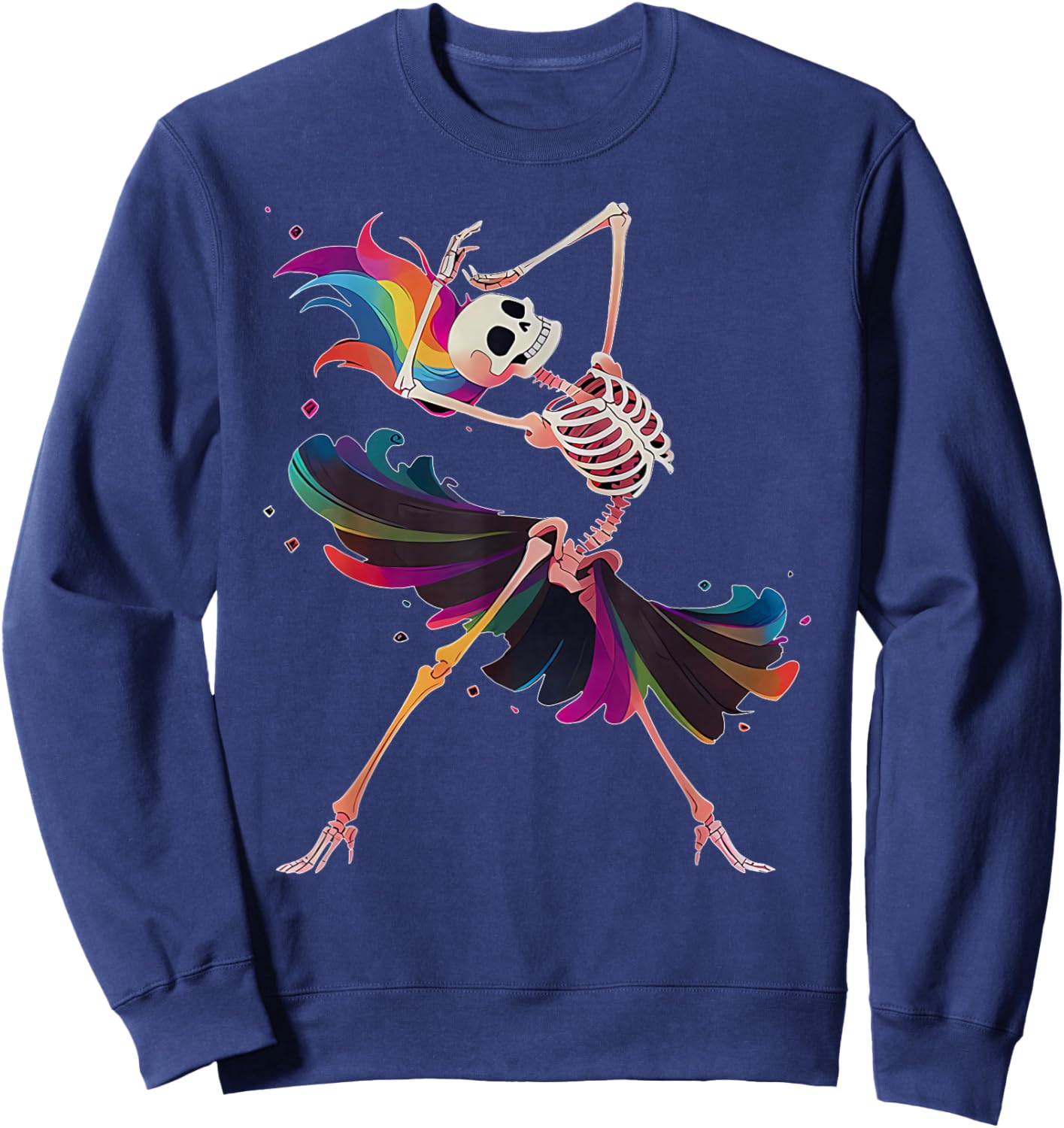 Dancing Skeleton Rainbow Ballerina Halloween Sweatshirt - Sweatshirt | Navy