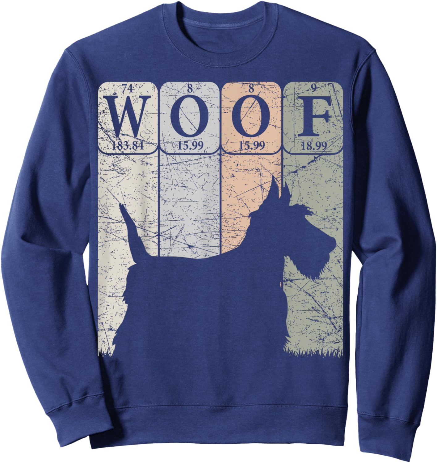 Scottish Terrier Dog Periodic Table Elements Scottie Woof Sweatshirt - Sweatshirt | Navy