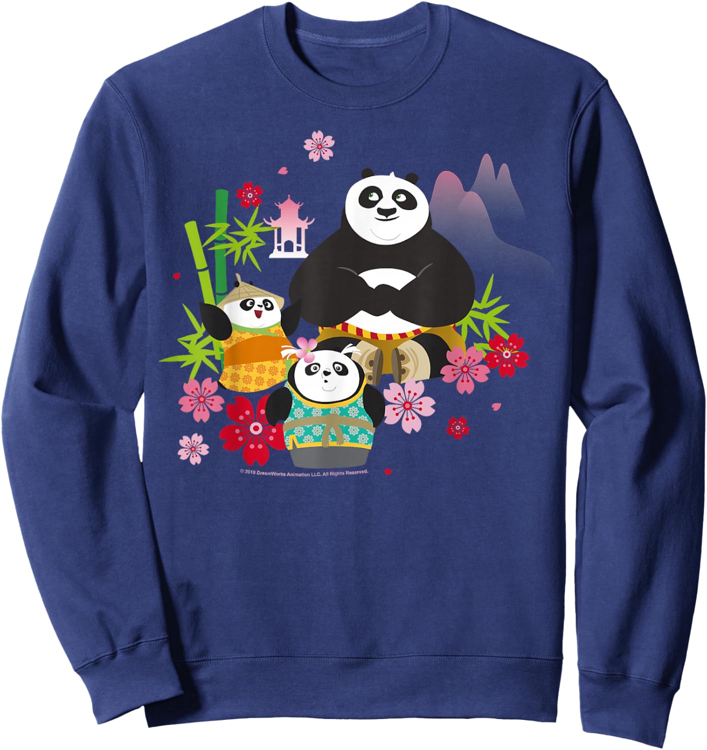 Kung Fu Panda Adult Blue Floral Sweatshirt - Sweatshirt | Navy