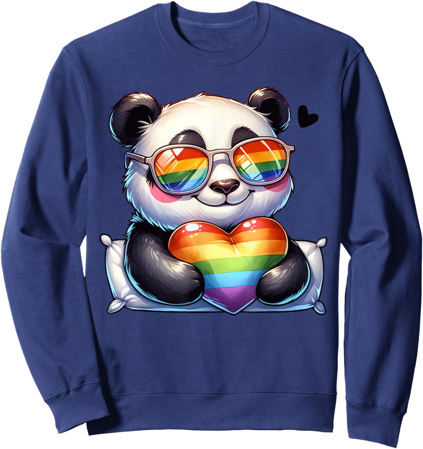Panda Heart Rainbow Gay Pride LGBT Animal Supporter Sweatshirt - Sweatshirt | Navy