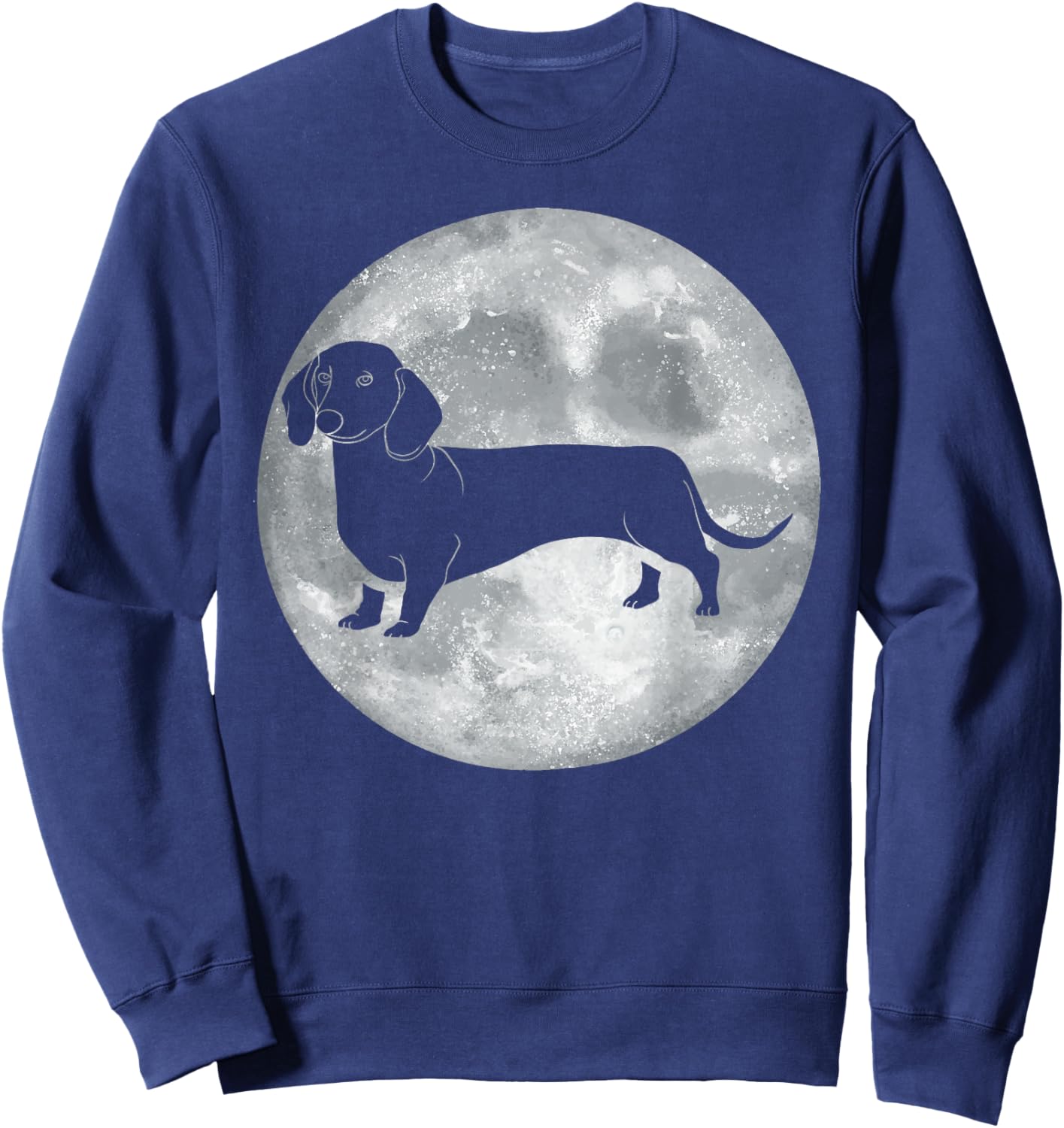 Silhouette Dachshund Weiner Dog in Full Moon Dachshund Lover Sweatshirt - Sweatshirt | Navy