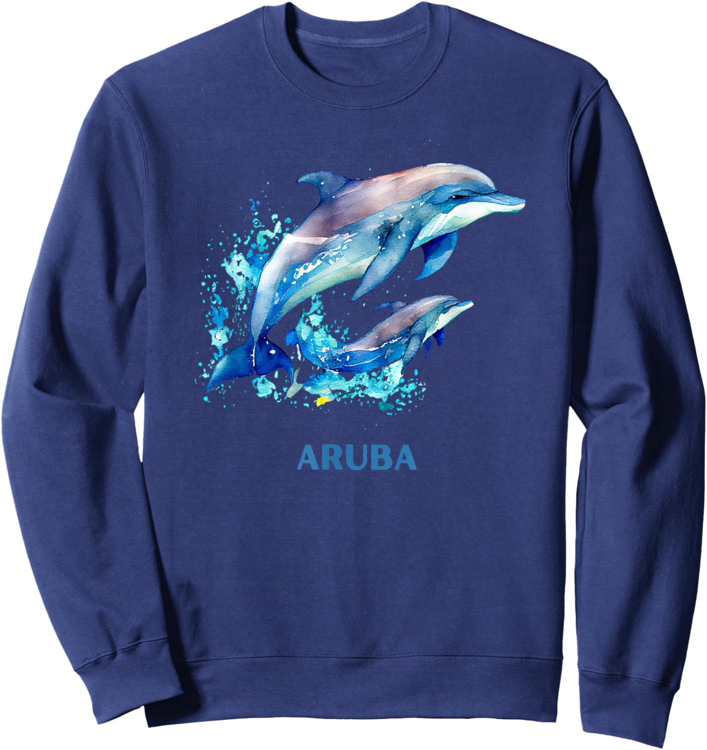 Dolphin Vacation Vintage Aruba Beach Destination Women Sweatshirt - Sweatshirt | Navy