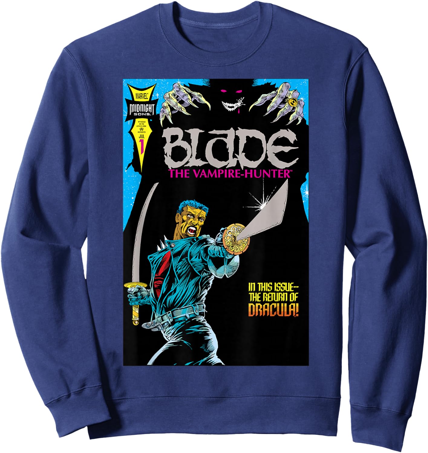 Marvel Blade The Return of Dracula Comic Cover Sweatshirt - Sweatshirt | Navy