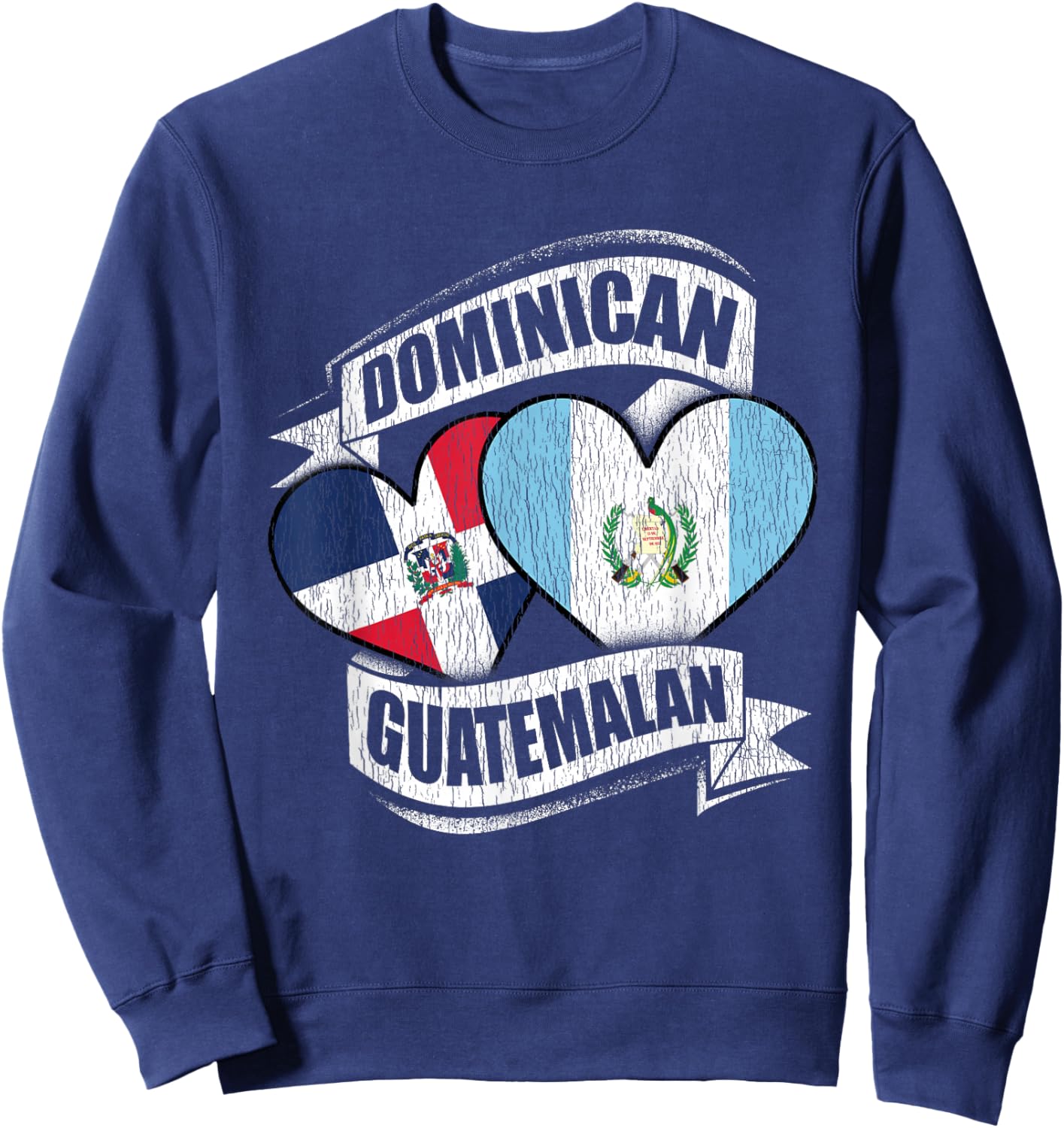 Dominican Guatemalan Heart Dominican Republic Guatemala Flag Sweatshirt - Sweatshirt | Navy