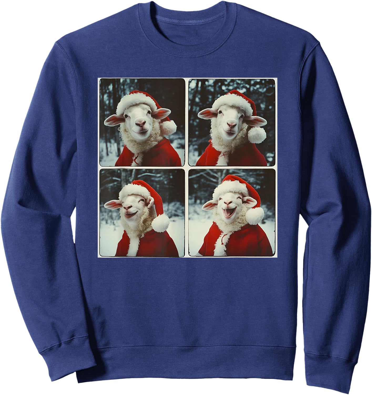 Sheep Santa Christmas Farm Animal Sweatshirt - Sweatshirt | Navy
