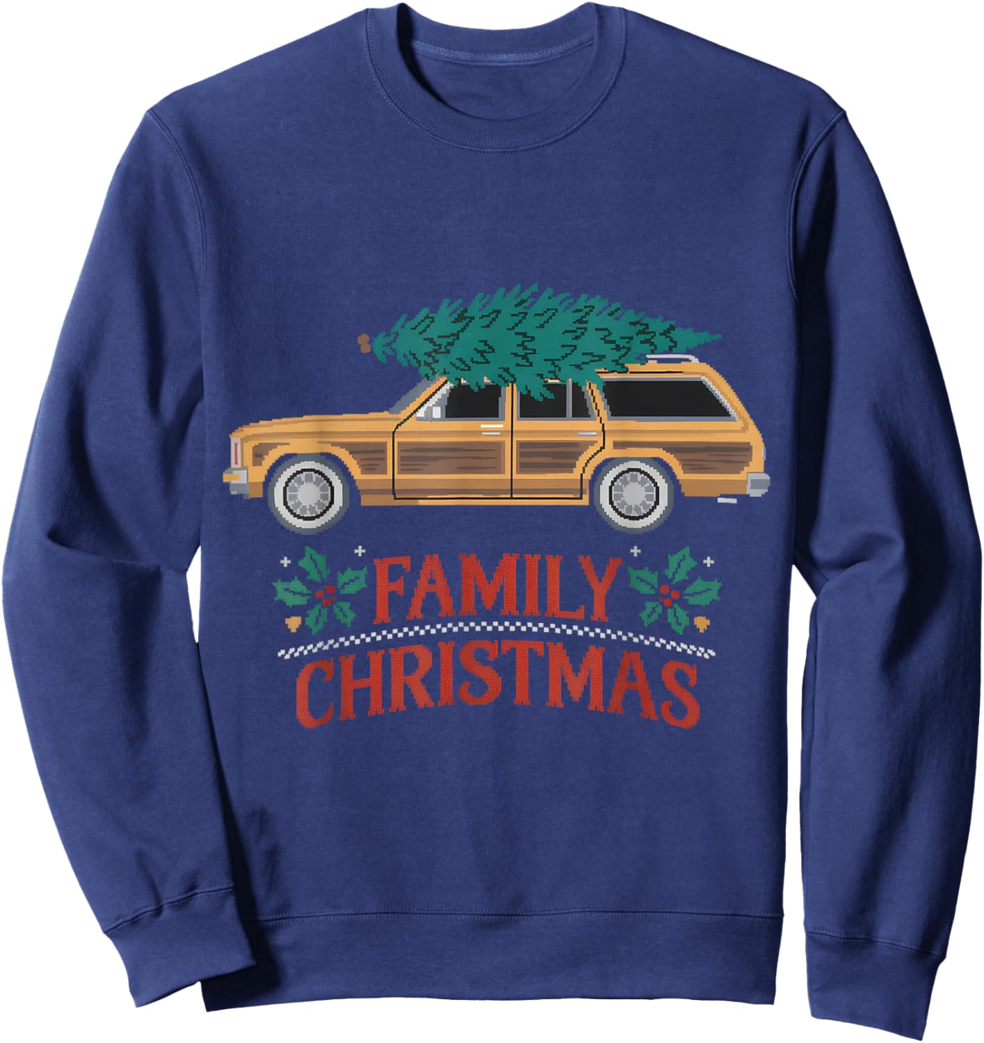 Ugly Christmas Outfit PJ Party Christmas Tree Car Movie Sweatshirt - Sweatshirt | Navy