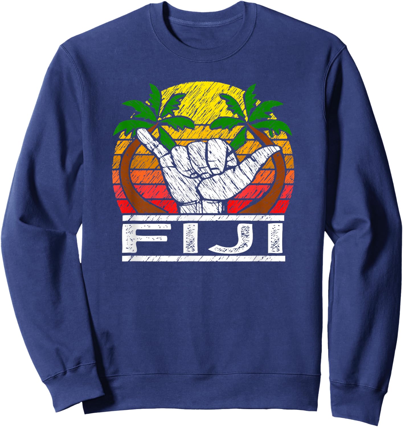 Vintage Fiji Island Sunset Gift Fijian Sweatshirt - Sweatshirt | Navy