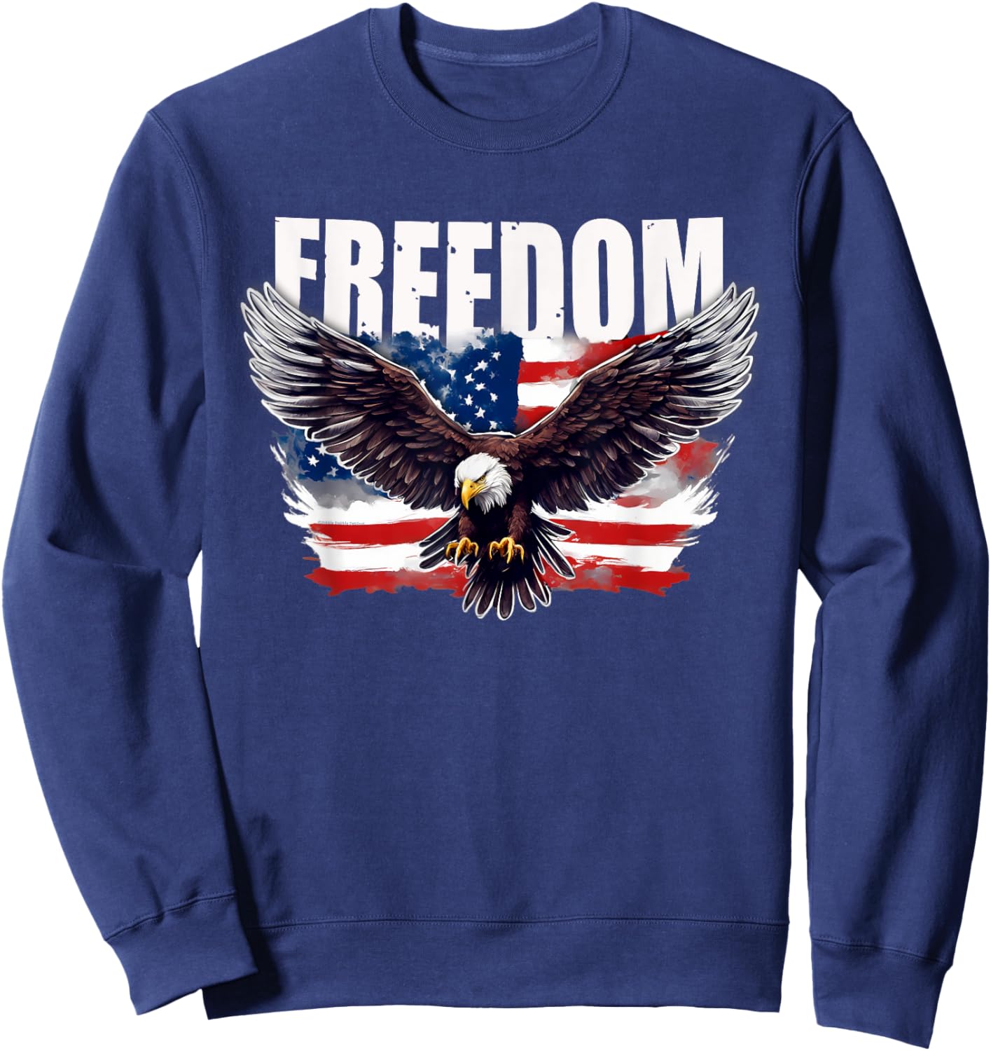 Patriotic USA American Flag and Eagle FREEDOM 4th of July Sweatshirt - Sweatshirt | Navy