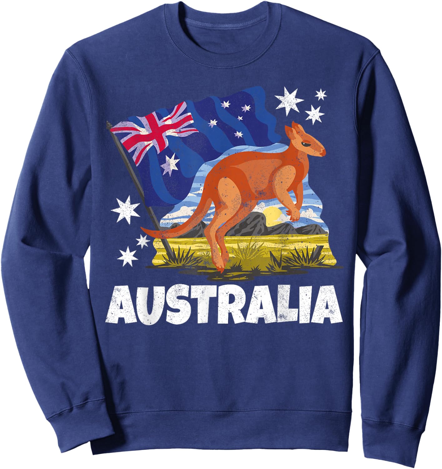 Kangaroo Patriotic Australian Flag Australia Sweatshirt - Sweatshirt | Navy
