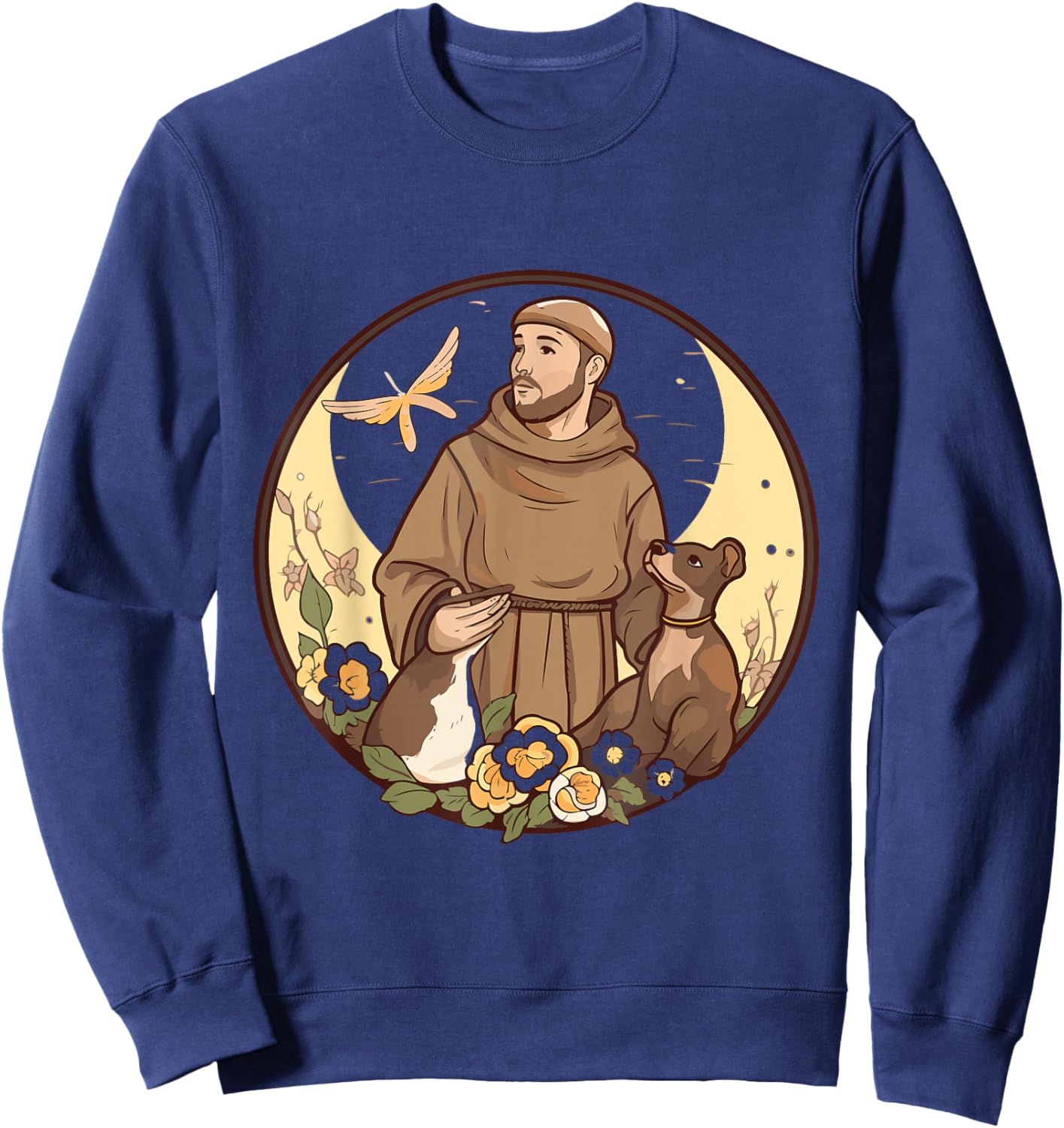 St Francis of Assisi Art Patron Saint of Animals Catholic Sweatshirt - Sweatshirt | Navy