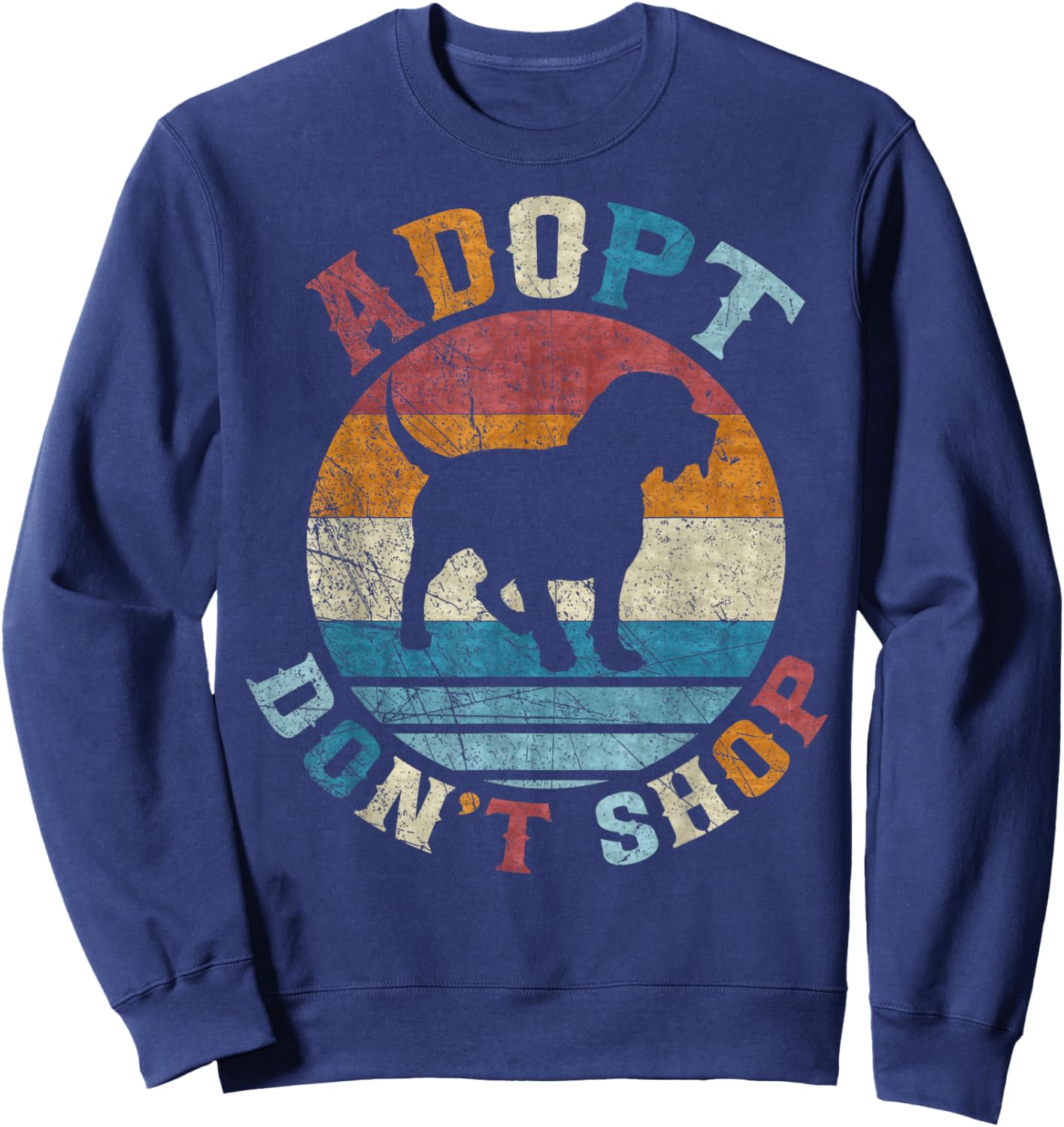 Vintage Retro Adopt Don't Shop, I Love My Beagle Sweatshirt - Sweatshirt | Navy