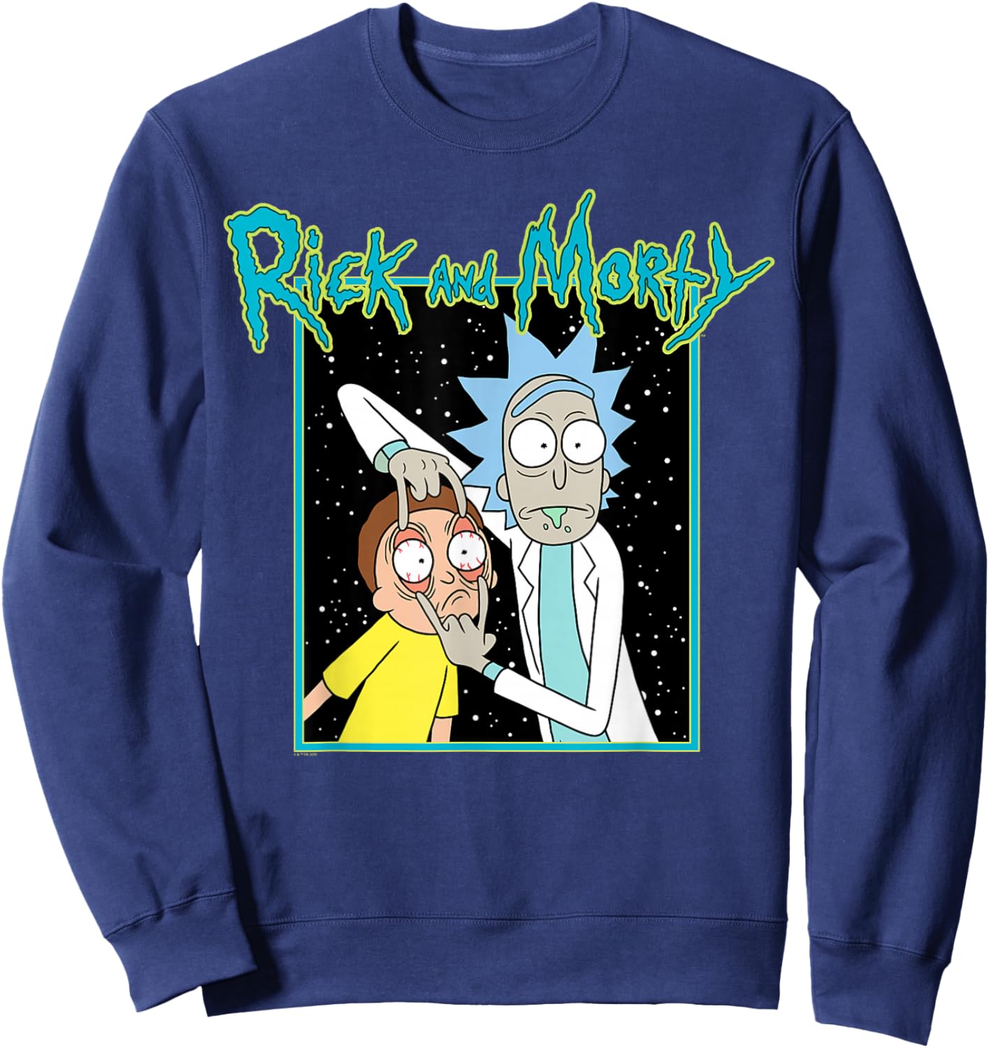 Rick and Morty Space Look Morty Adult Cartoon Fashion Sweatshirt - Sweatshirt | Navy