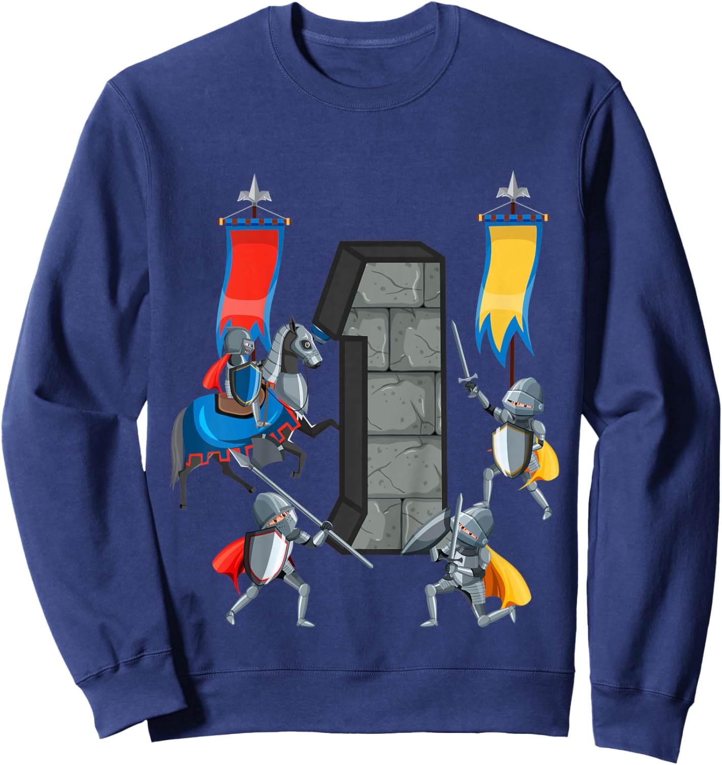Kids Medieval Knights Middle Ages History Castle 1st Birthday Sweatshirt - Sweatshirt | Navy