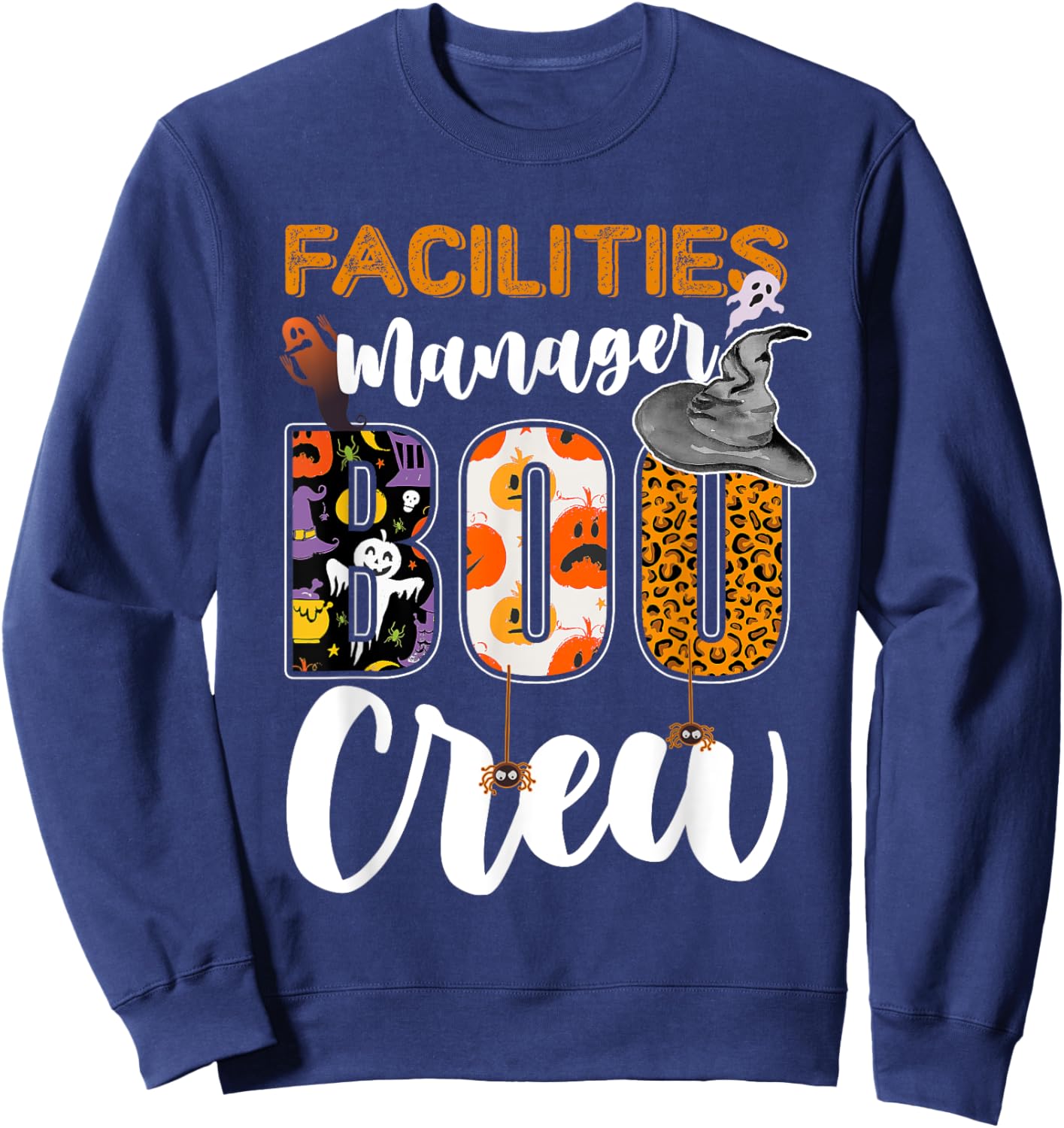Facilities Manager Boo Crew Halloween Matching Administrator Sweatshirt - Sweatshirt | Navy