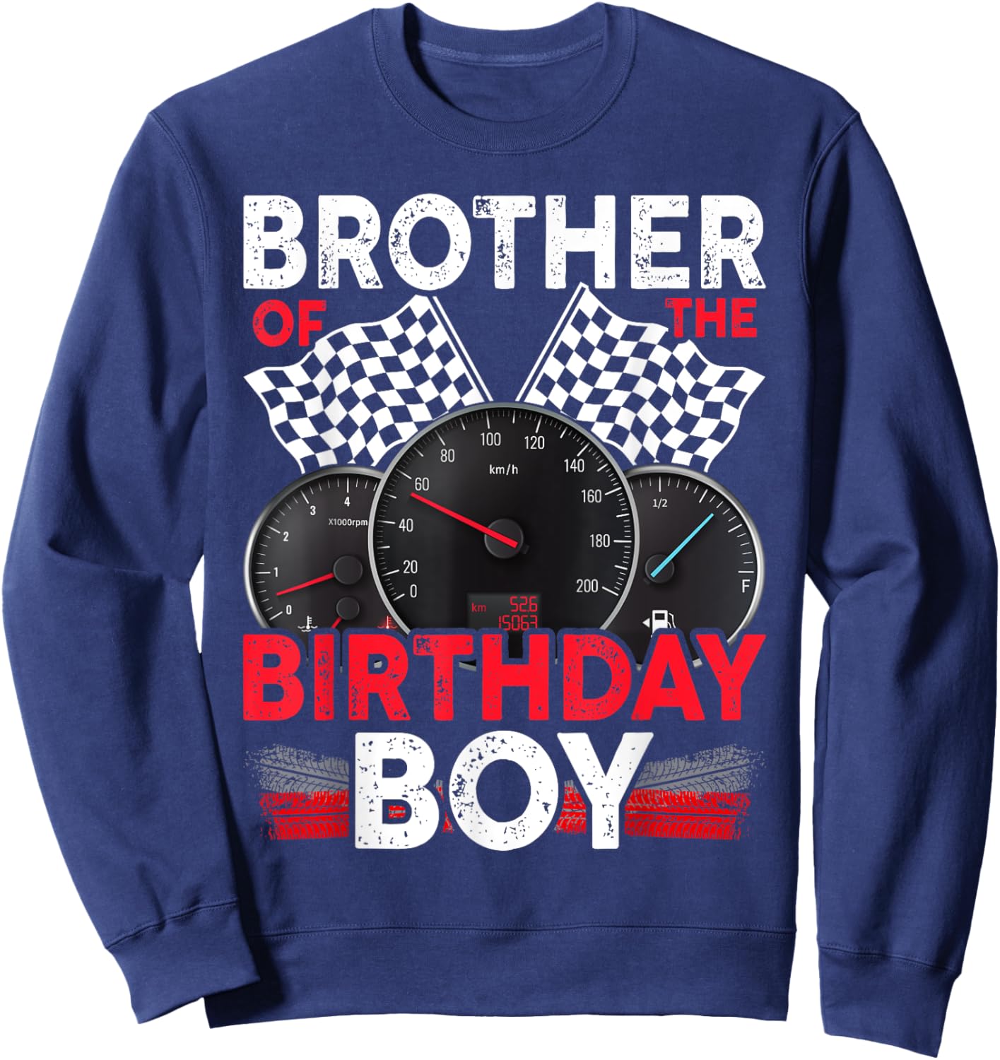 Race Car Brother Of The Birthday Boy Racing Family Pit Crew Sweatshirt - Sweatshirt | Navy