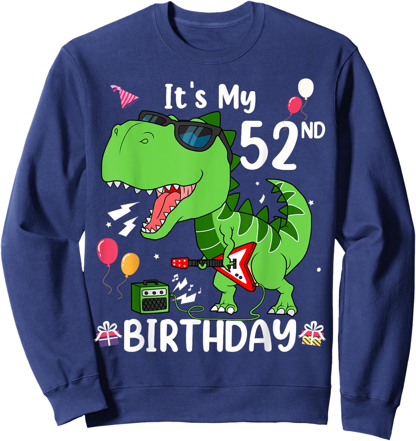 Kids It's My 52nd Birthday T-Rex 52 Year old Birthday Shirts Sweatshirt - Sweatshirt | Navy