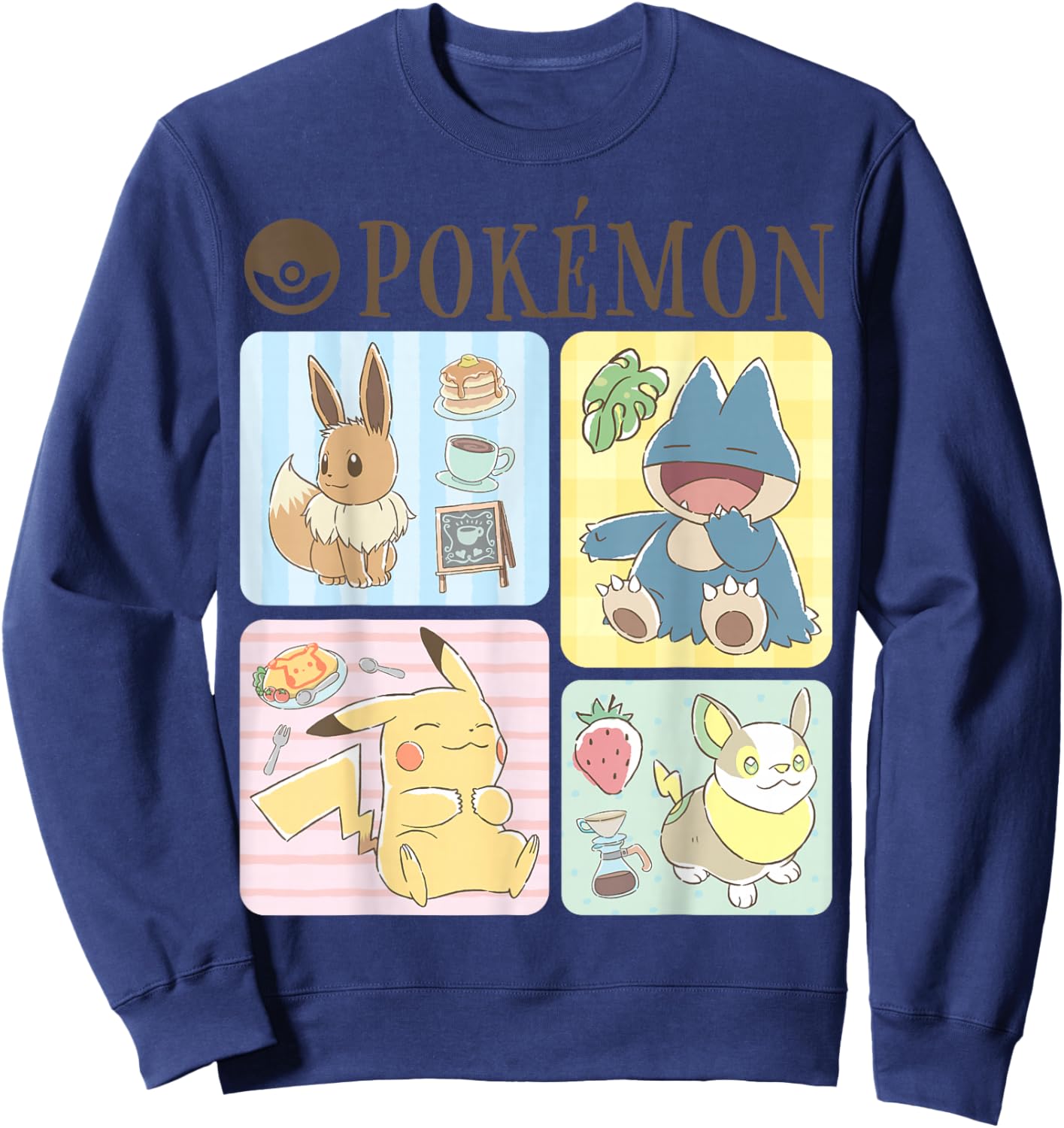 Pokémon - Pikachu Eevee Munchlax Yamper Cafe Group Sweatshirt - Sweatshirt | Navy