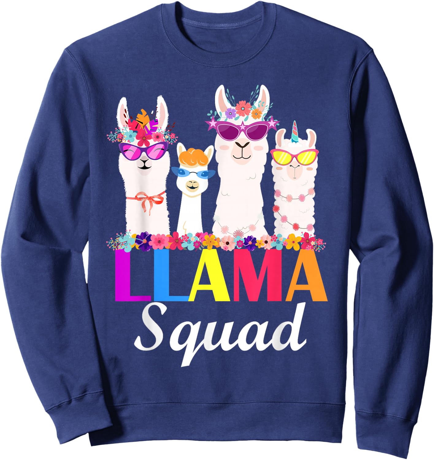 Llama Squad Funny Cute Llama Matching Sweatshirt - Sweatshirt | Navy