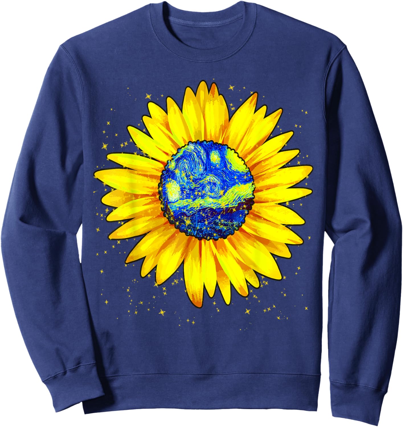 Vincent van Gogh Starry Night Sunflower Impressionism Art Sweatshirt - Sweatshirt | Navy