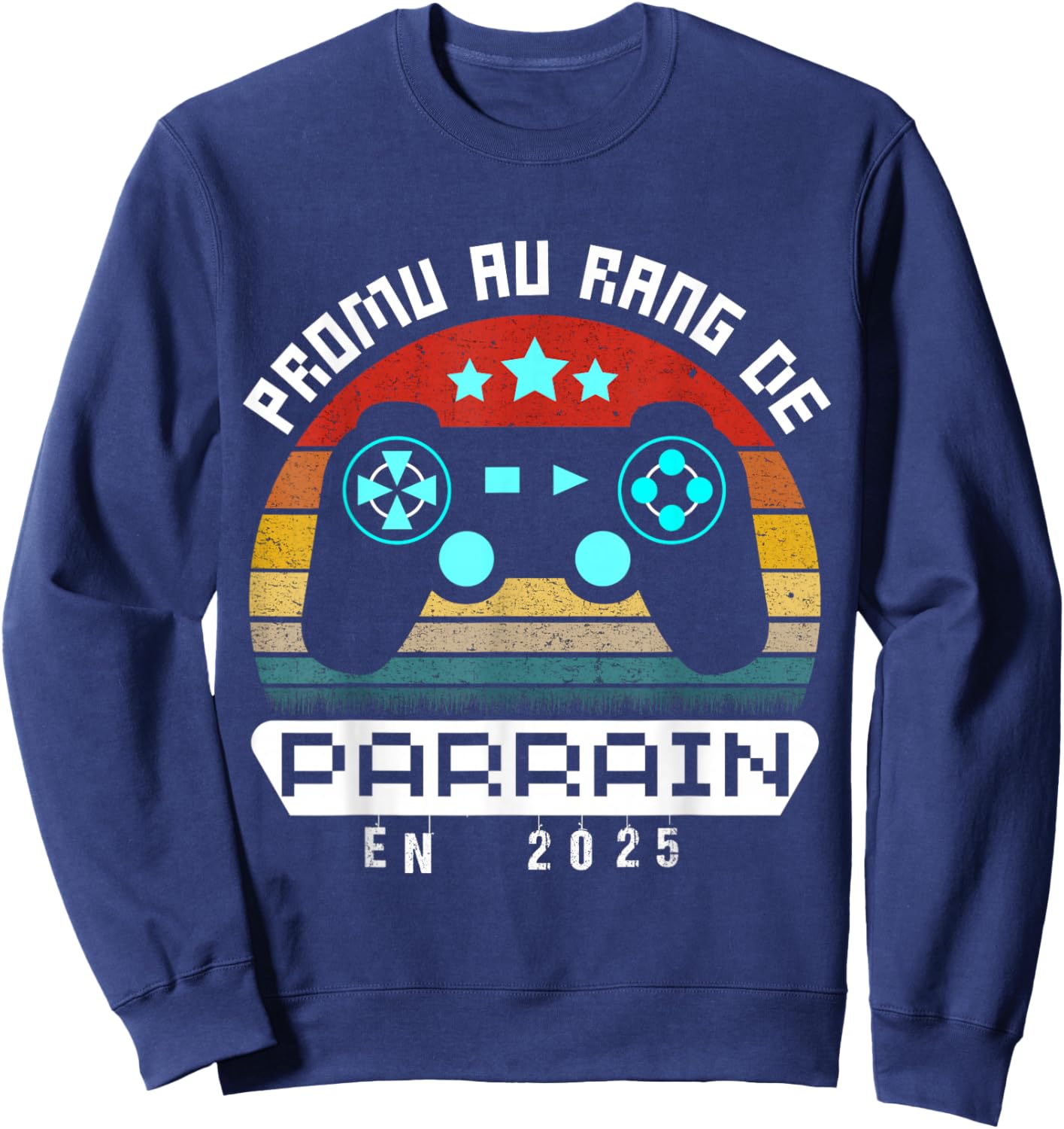 Future Godfather 2025 Gamer Gift Announcement Pregnancy Retro , Black, S Sweatshirt - Sweatshirt | Navy