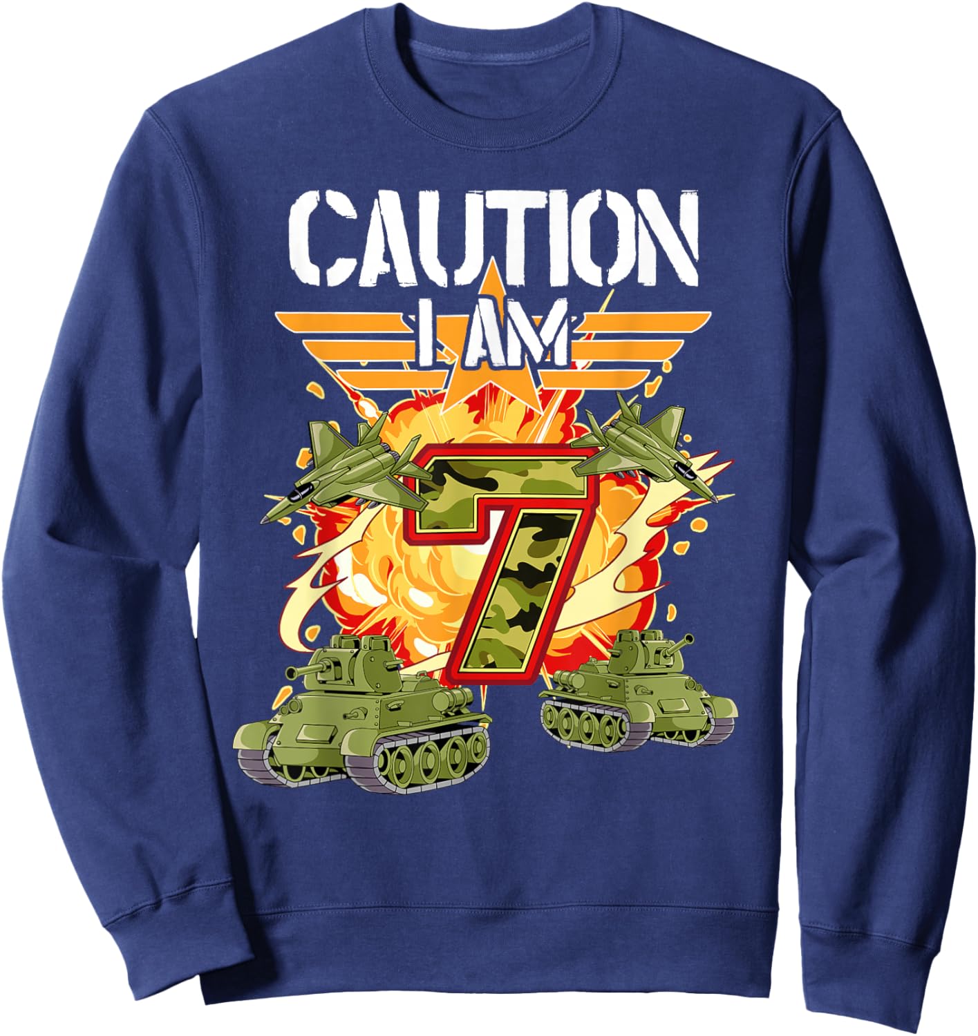 7th Birthday Army Sweatshirt - Sweatshirt | Navy