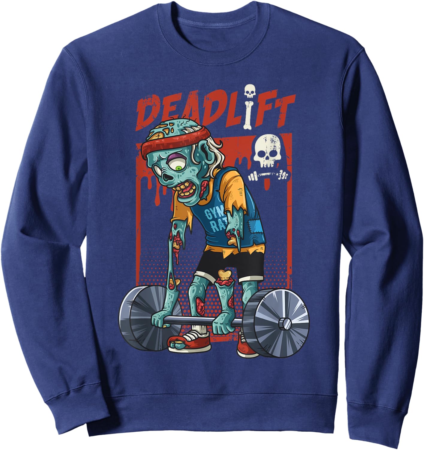 Zombie Deadlift Weight Lifting Halloween Fitness Gym Workout Sweatshirt - Sweatshirt | Navy