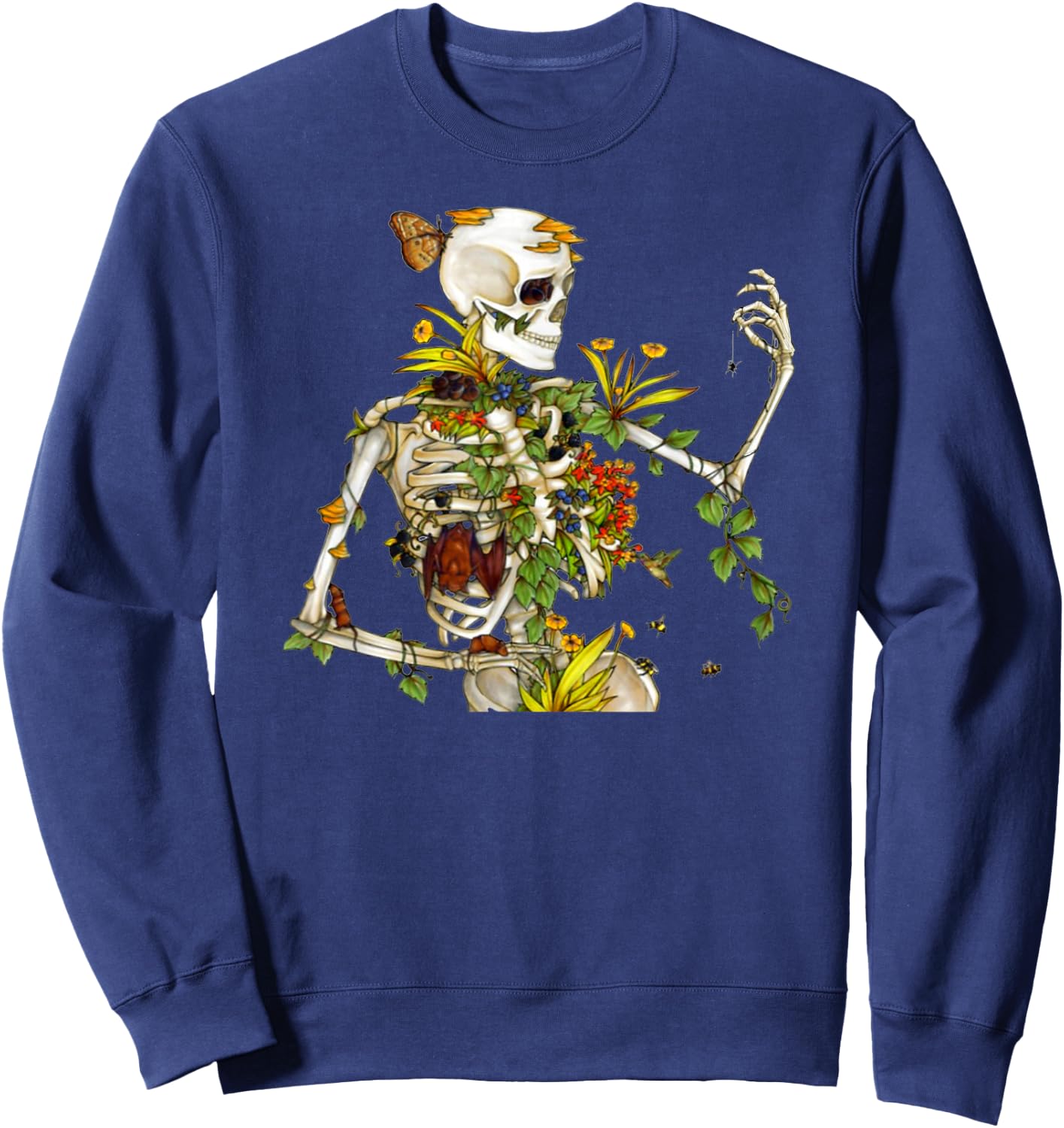 Cool Skeleton Plant Nature Sweatshirt - Sweatshirt | Navy