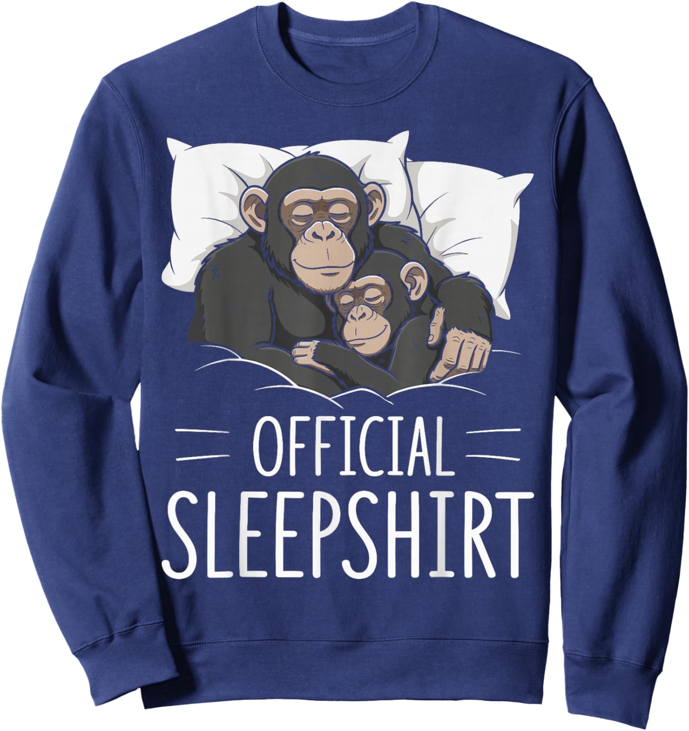 Official Sleepshirt Sleeping Chimpanzee Monkey Lovers Pajama Sweatshirt - Sweatshirt | Navy