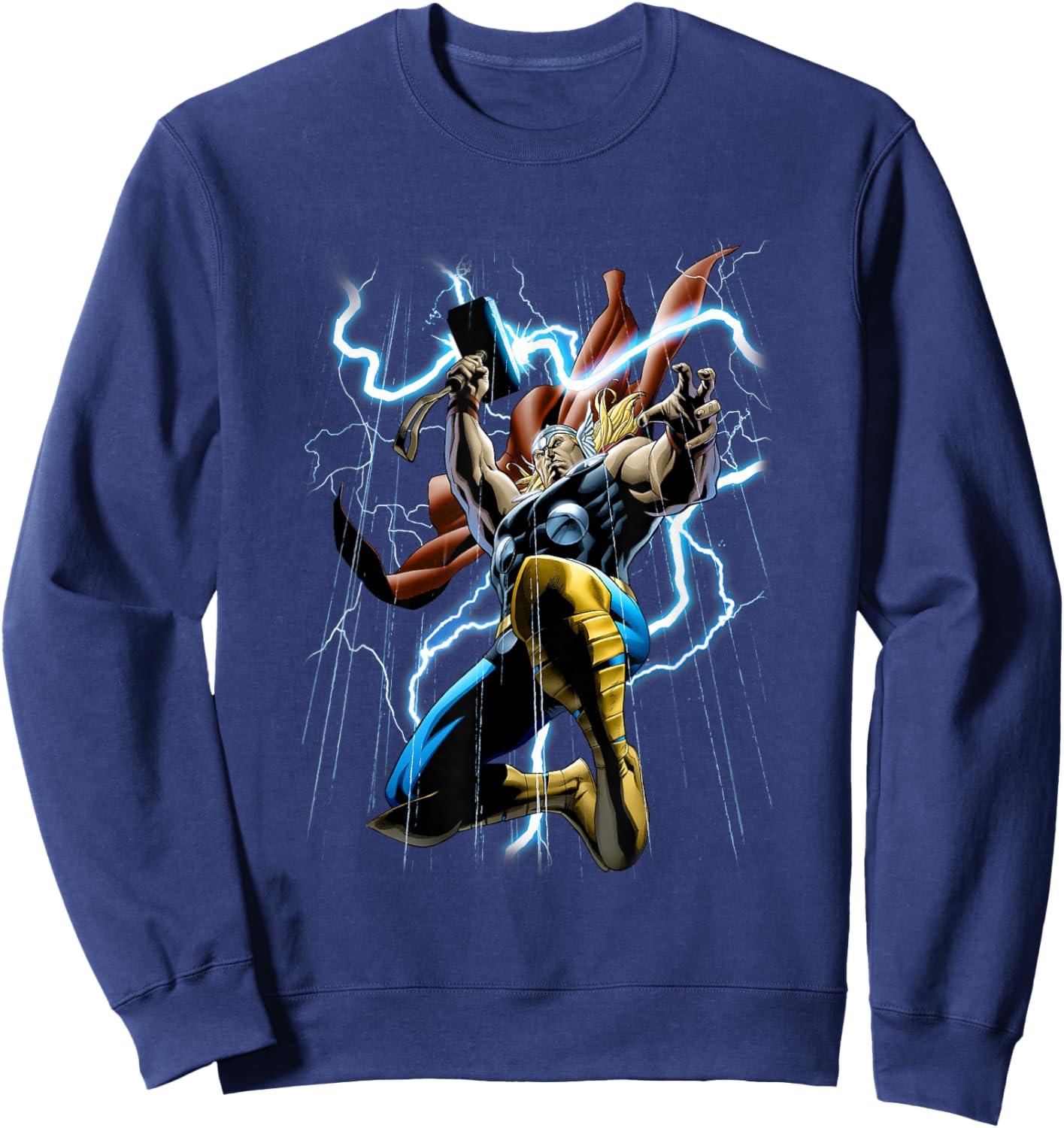 Marvel Comics Retro Classic Thunder & Lightning Mighty Thor Sweatshirt - Sweatshirt | Navy