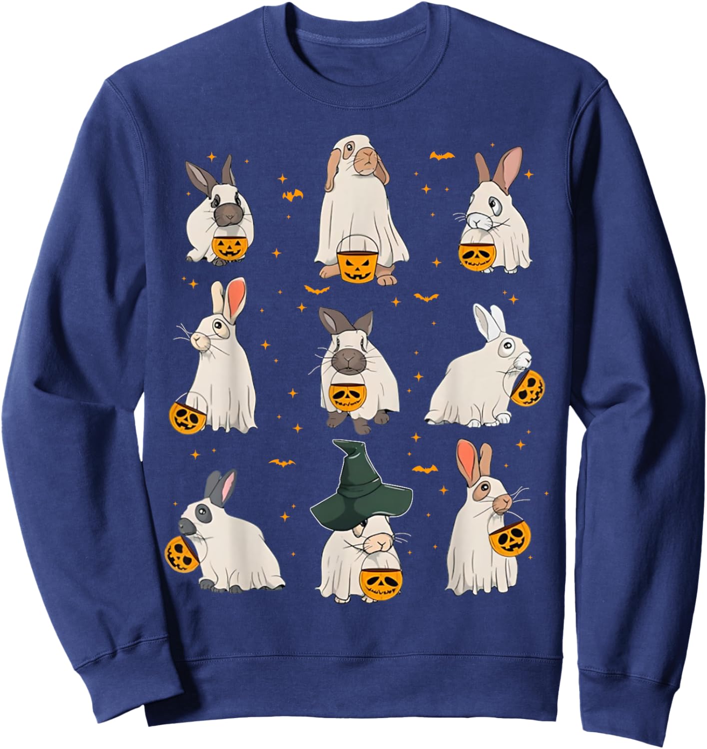 Cute Fall Bunny Ghost Costume Rabbit Lover Spooky Season Sweatshirt - Sweatshirt | Navy