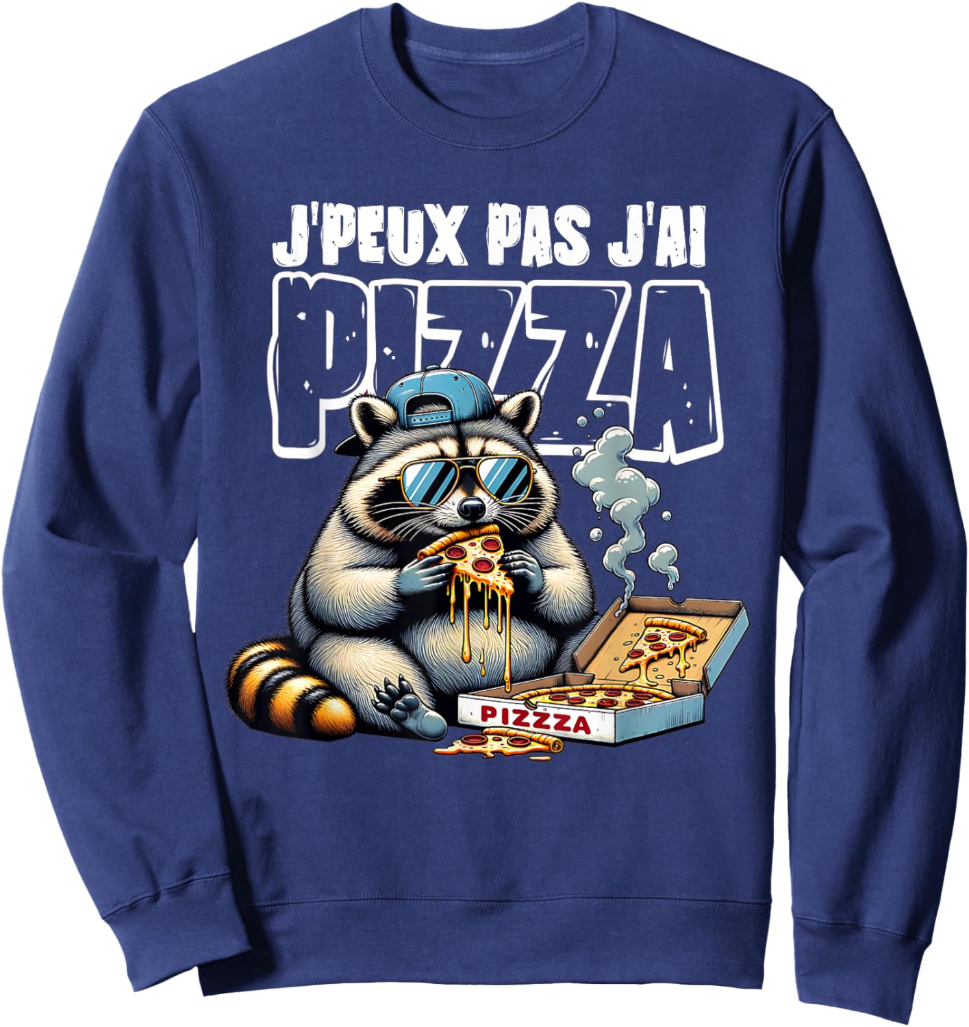 PIZZA Humour | J'peux pas j'ai PIZZA , Black, S Sweatshirt - Sweatshirt | Navy