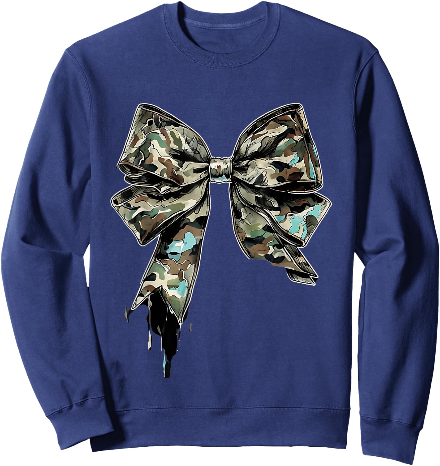 Camouflage Old Camo Bow Camo Coquette Bow Hunting Women Girl Sweatshirt - Sweatshirt | Navy