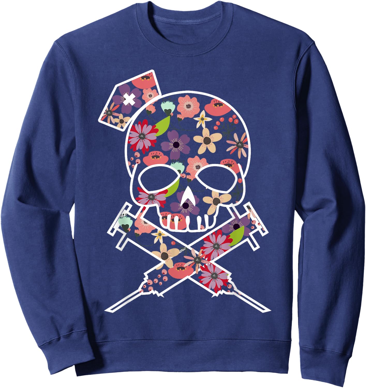 I'll Stab You Nurse , Medical , Skull Sweatshirt - Sweatshirt | Navy
