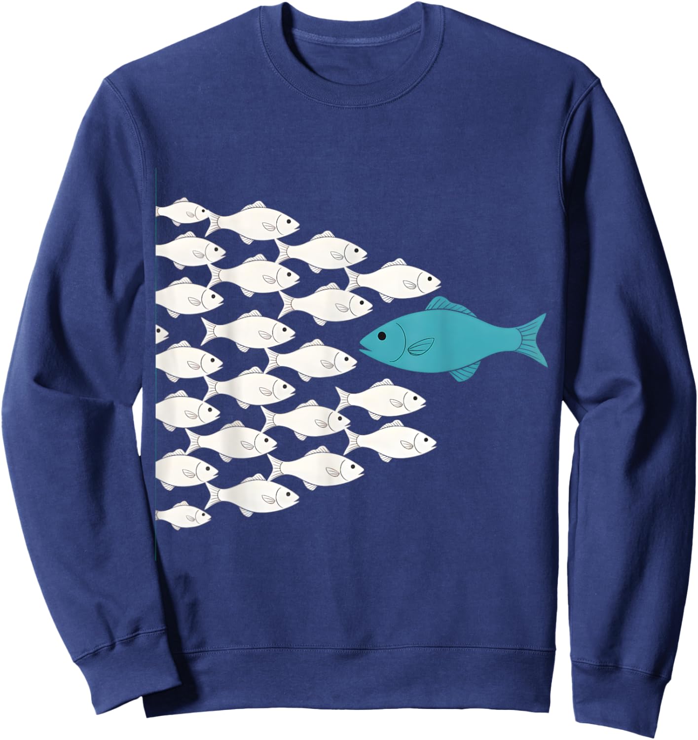 Fish Swim Against The Current In The Sea Sweatshirt - Sweatshirt | Navy