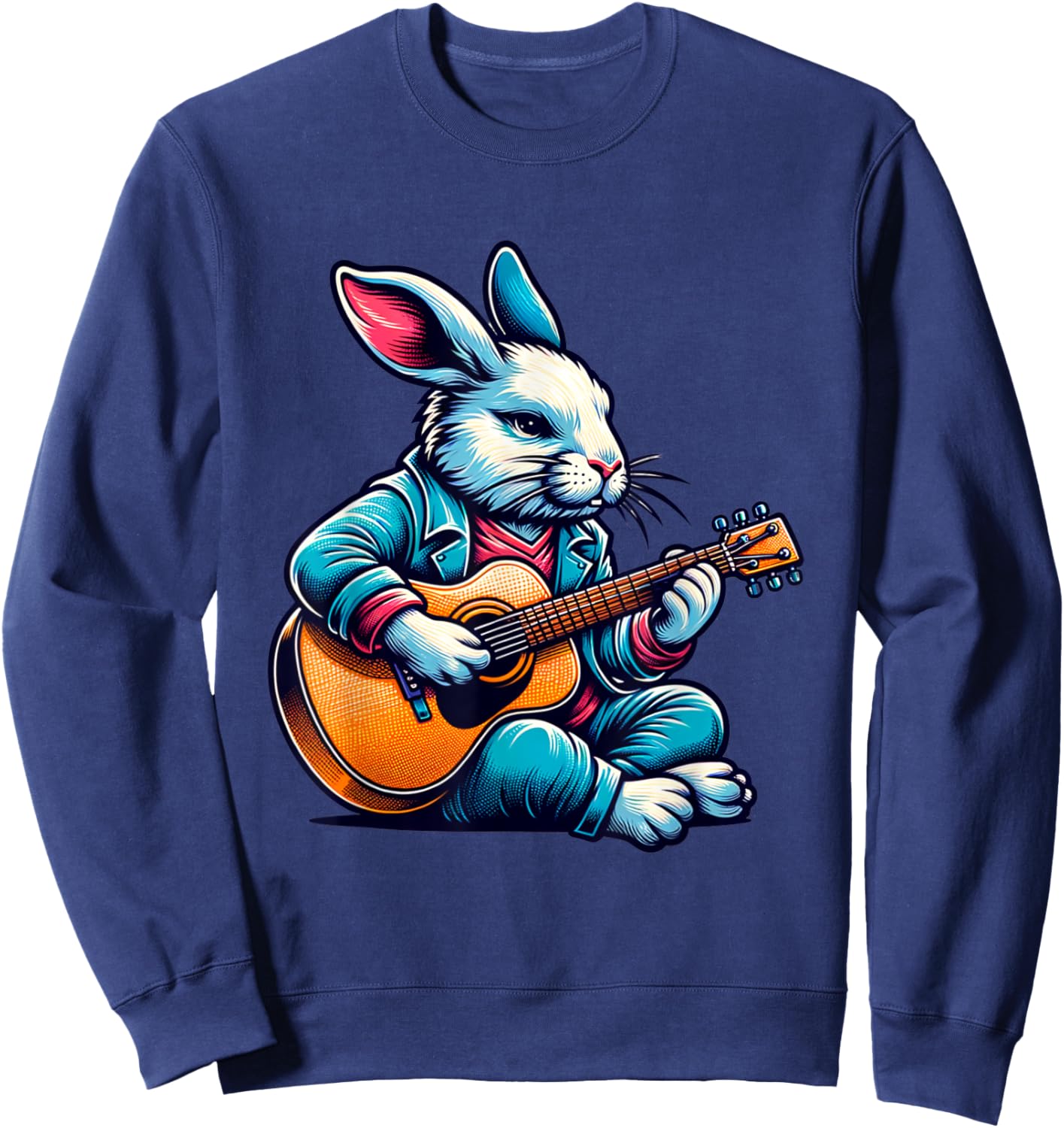 Cool Rabbit Plays Guitar Easter Musician Guitarist Sweatshirt - Sweatshirt | Navy
