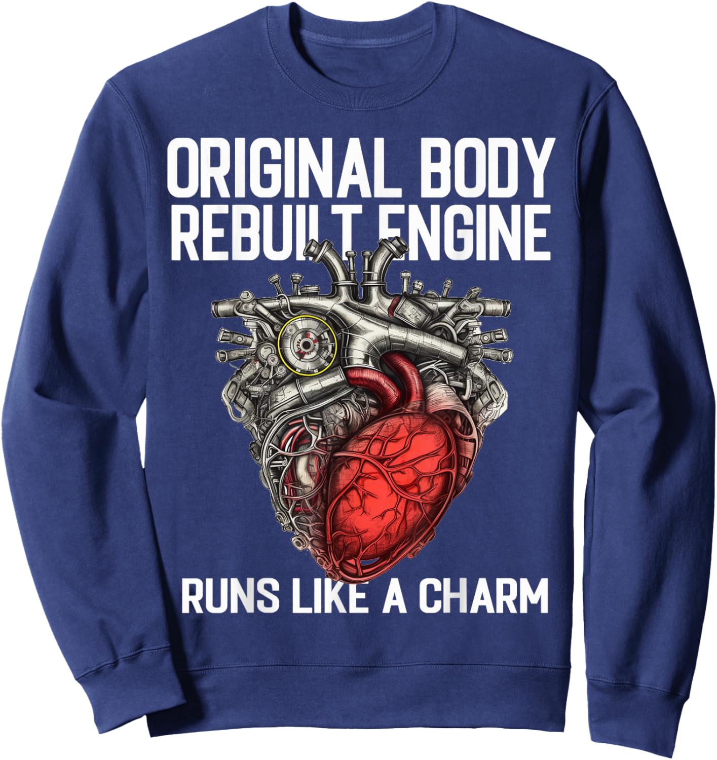 Funny Open Heart Surgery Bypass Survivor Recovery Sweatshirt - Sweatshirt | Navy