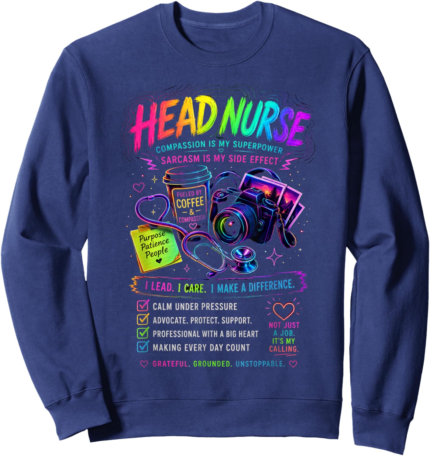 Sarcastic Head Nurse Sweatshirt - Sweatshirt | Navy