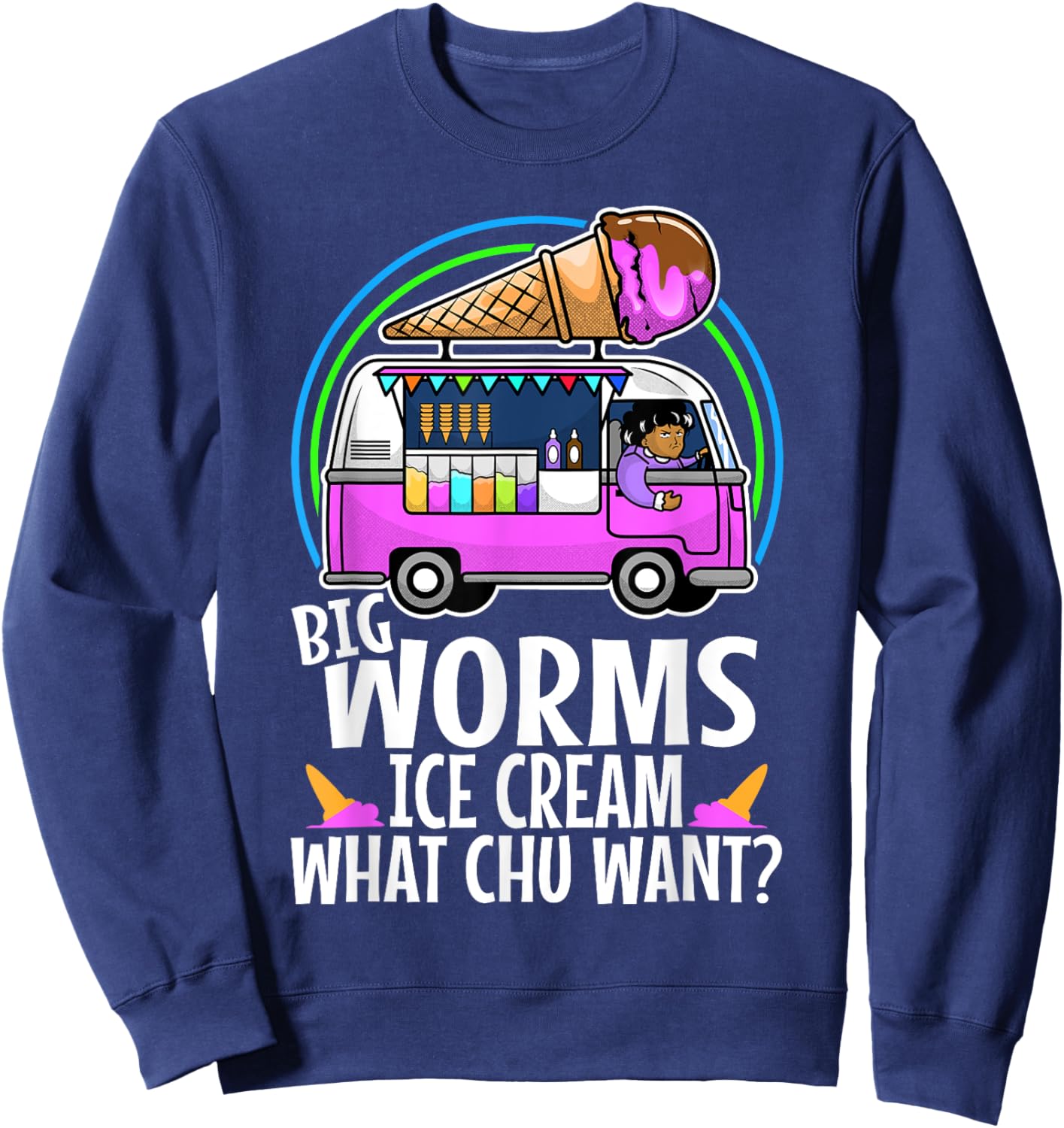Big worms ice cream truck Women Sweatshirt - Sweatshirt | Navy